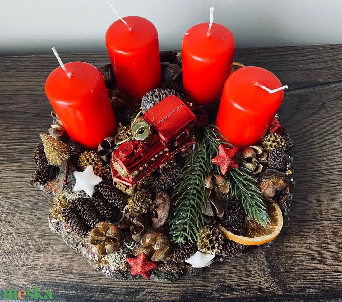 Karácsonyi Adventi asztaldísz  - karácsony - adventi díszek - adventi asztaldísz - Meska.hu