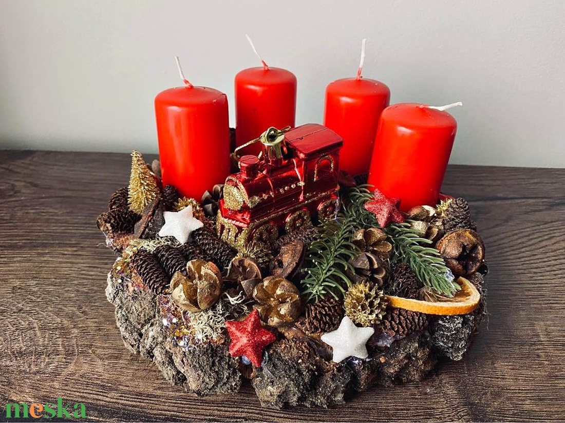 Karácsonyi Adventi asztaldísz  - karácsony - adventi díszek - adventi asztaldísz - Meska.hu