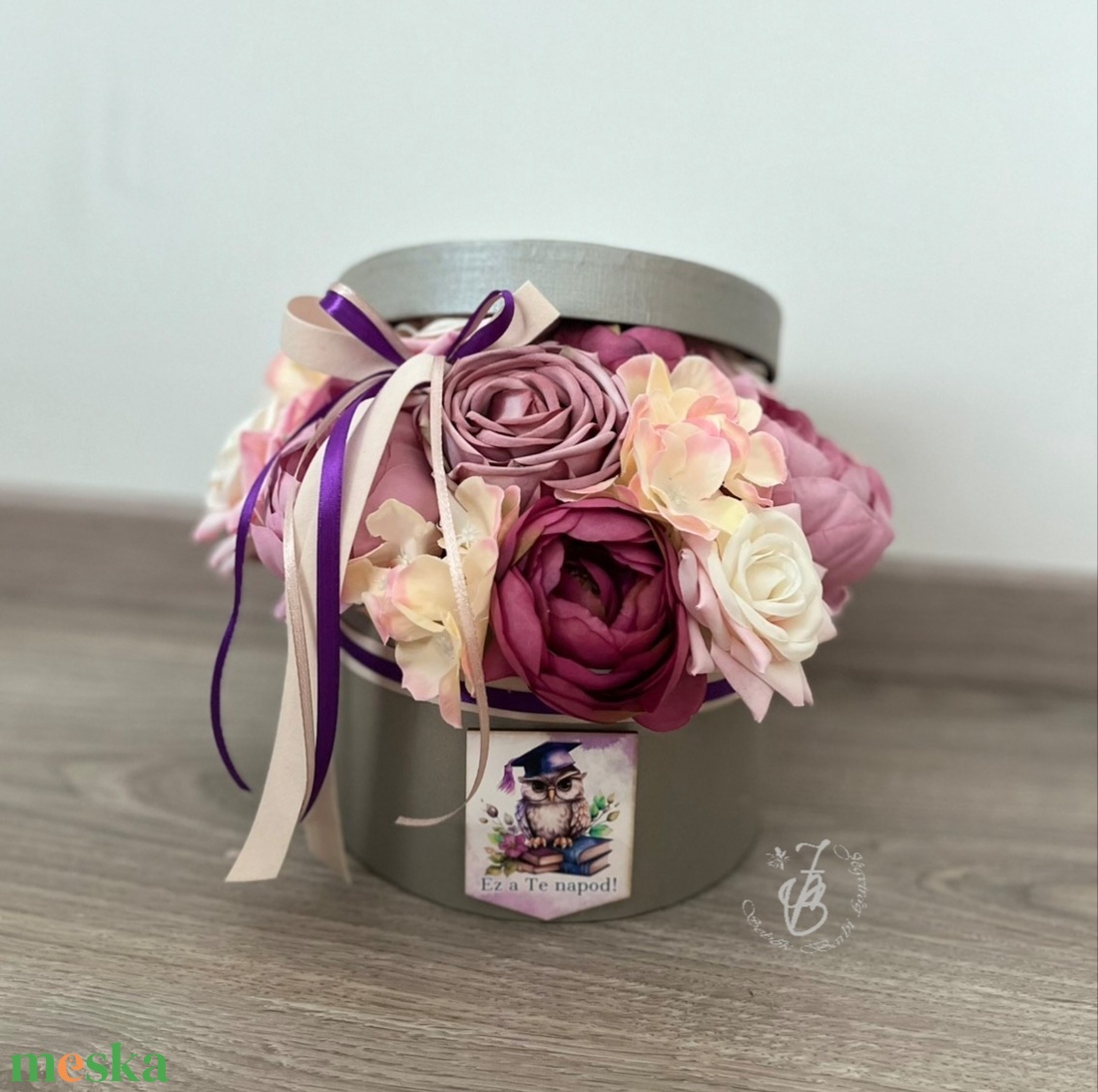 Lila ballagási virág box  - otthon & életmód - dekoráció - virágdísz és tartó - virágbox, virágdoboz - Meska.hu