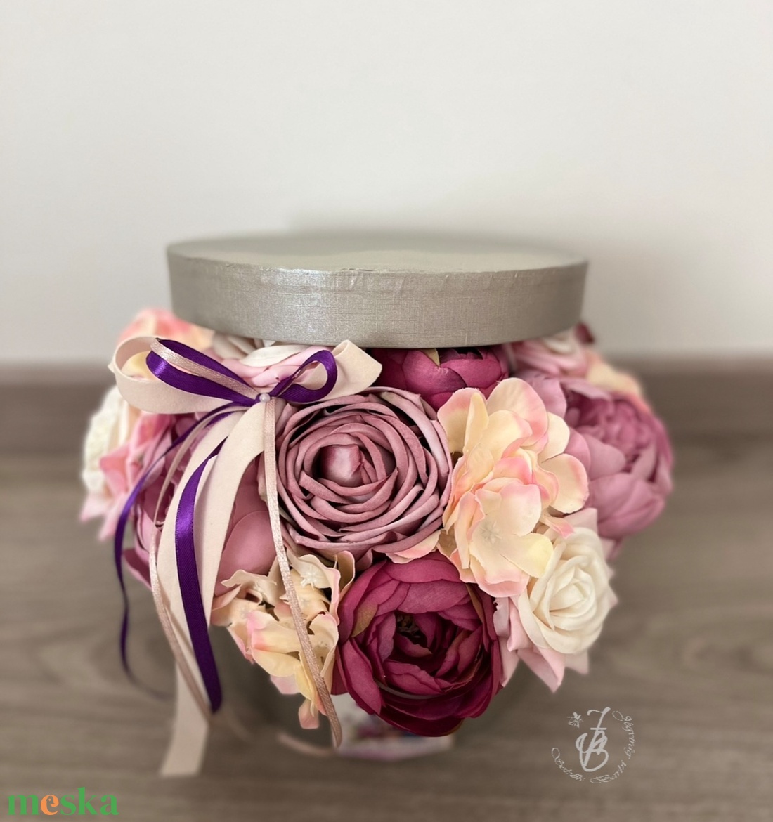 Lila ballagási virág box  - otthon & életmód - dekoráció - virágdísz és tartó - virágbox, virágdoboz - Meska.hu
