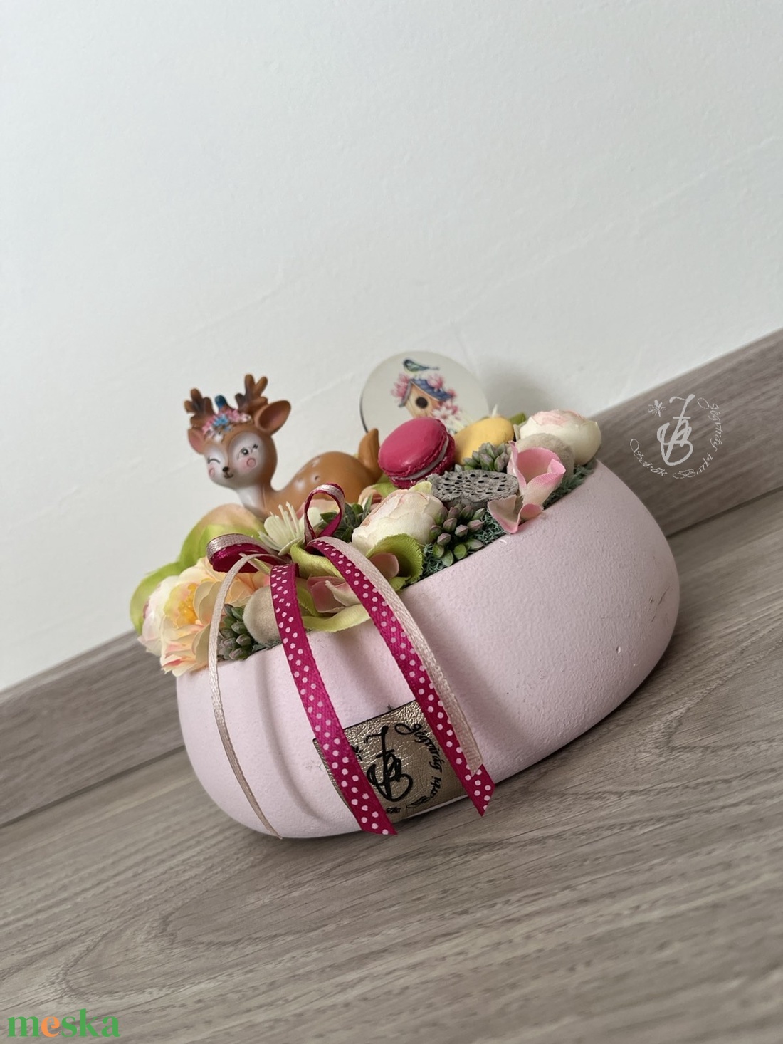 Asztaldísz macaronnal Bambival - otthon & életmód - dekoráció - virágdísz és tartó - virágbox, virágdoboz - Meska.hu Asztaldísz macaronnal Bambival - otthon & életmód - dekoráció - virágdísz és tartó - virágbox, virágdoboz - Meska.hu
