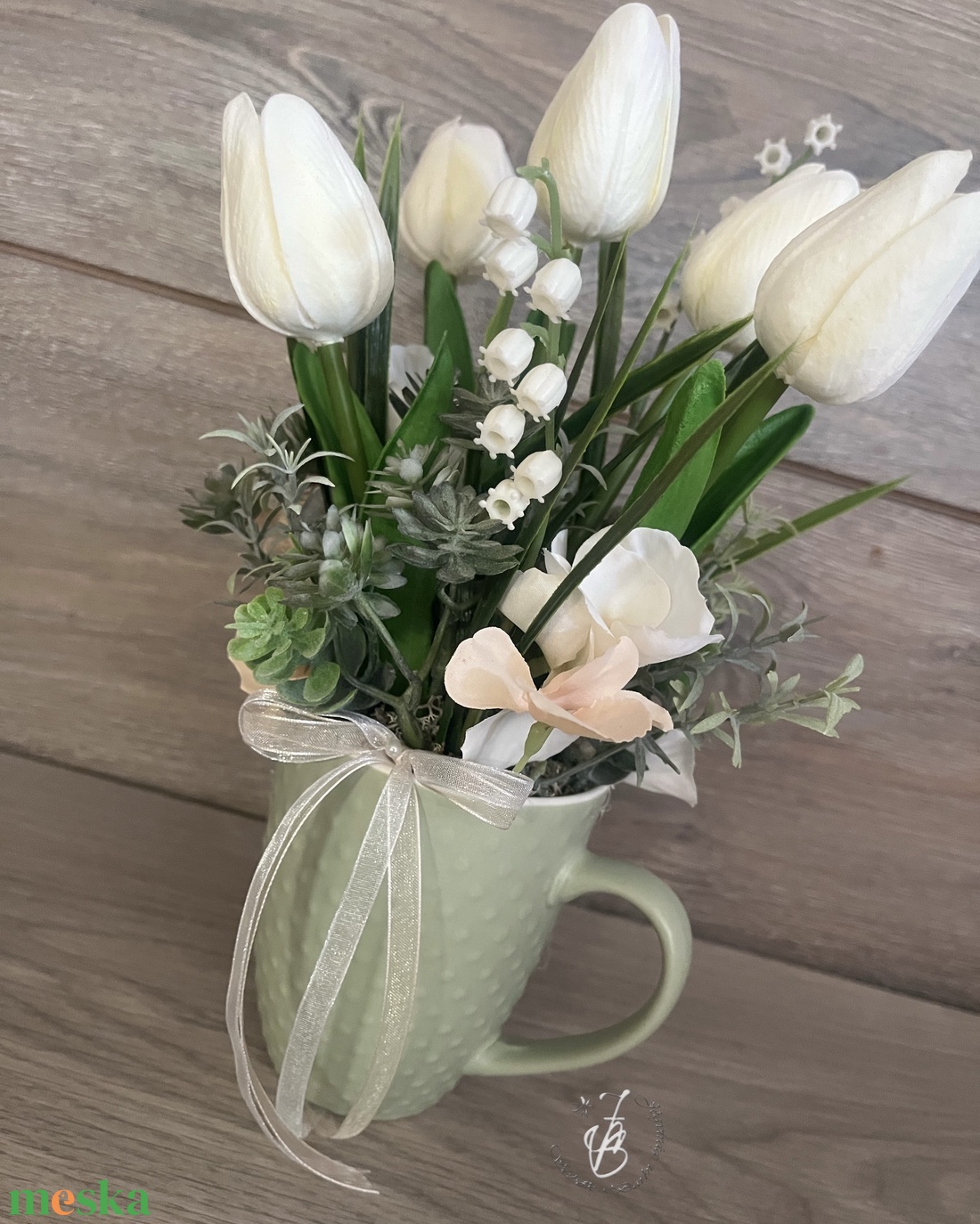 Bögrés tavaszi dekor - otthon & életmód - virágdekoráció - virágdíszek - asztali virágdísz - Meska.hu