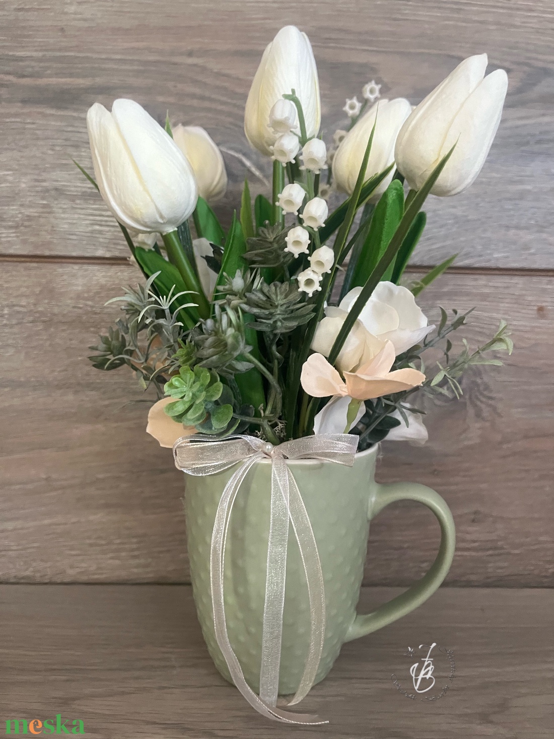 Bögrés tavaszi dekor - otthon & életmód - virágdekoráció - virágdíszek - asztali virágdísz - Meska.hu