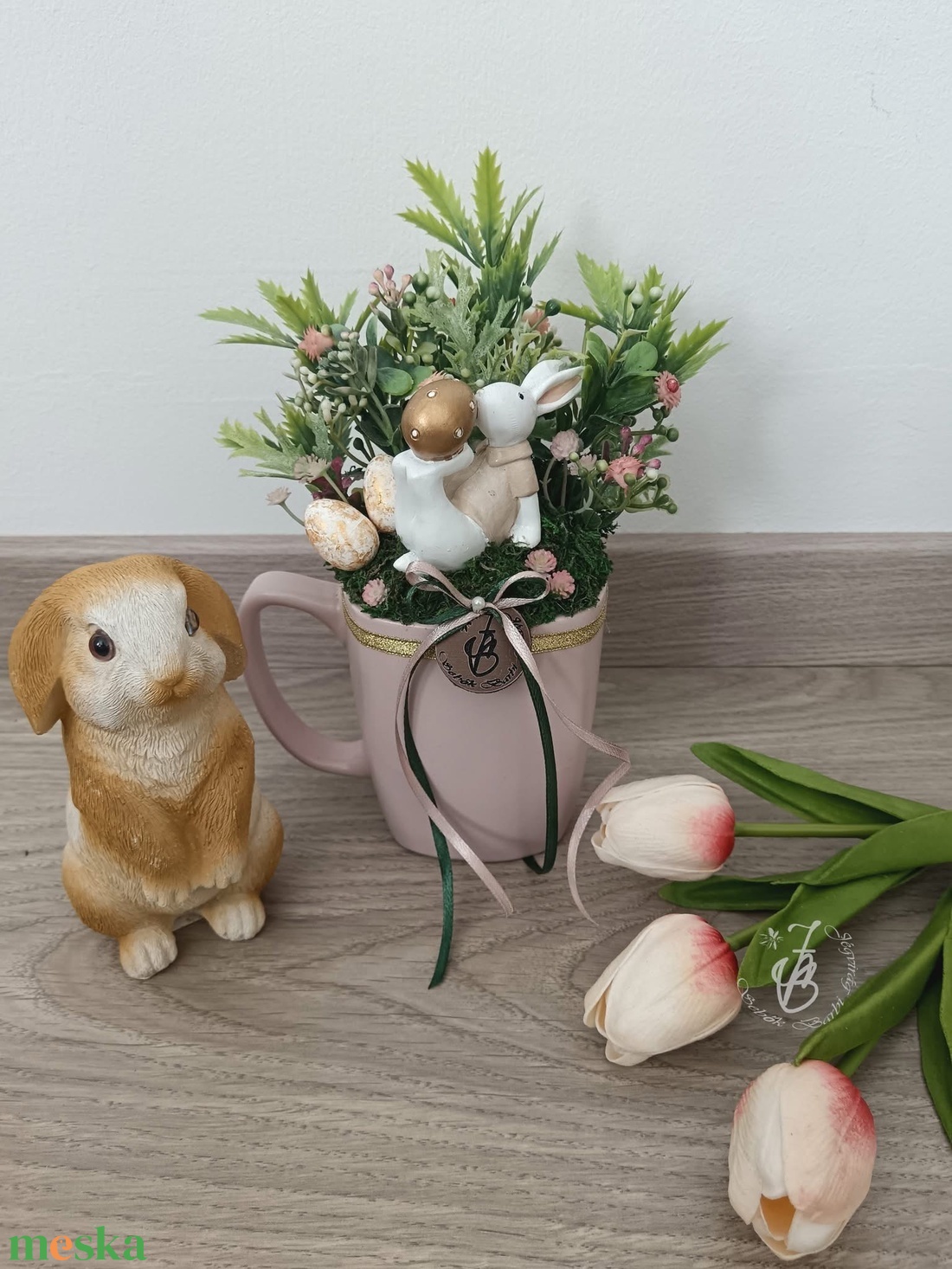 Bögrés nyuszi - ünnepi díszek, dekorációk - húsvéti díszek és dekorációk - húsvéti asztaldíszek - Meska.hu