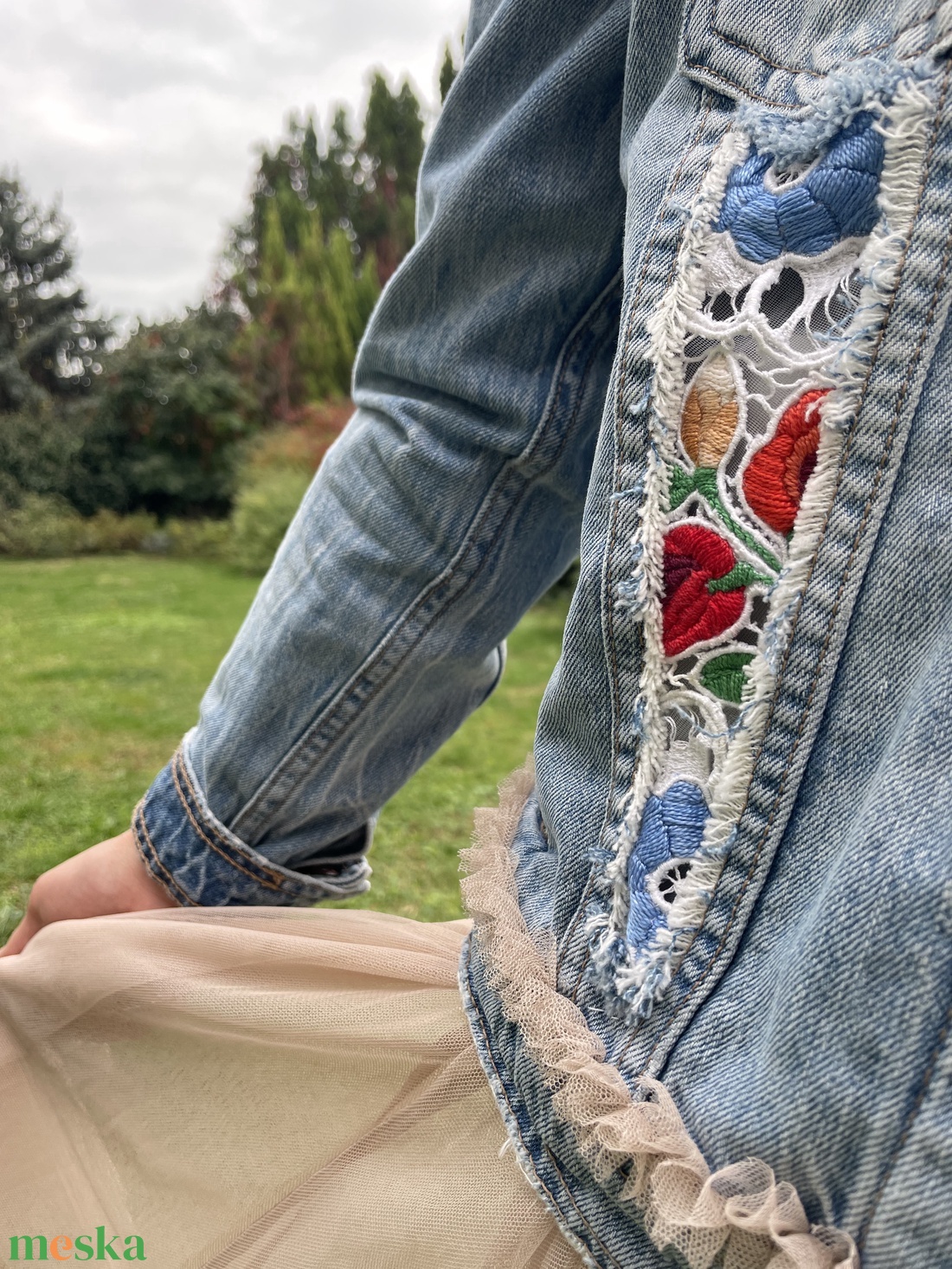 Újrahasznosított farmer kabát - ruha & divat - női ruha - kabát - Meska.hu