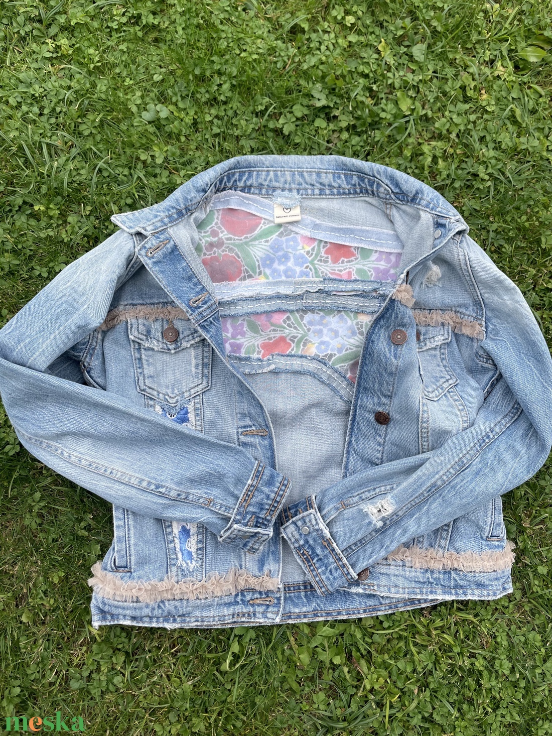 Újrahasznosított farmer kabát - ruha & divat - női ruha - kabát - Meska.hu