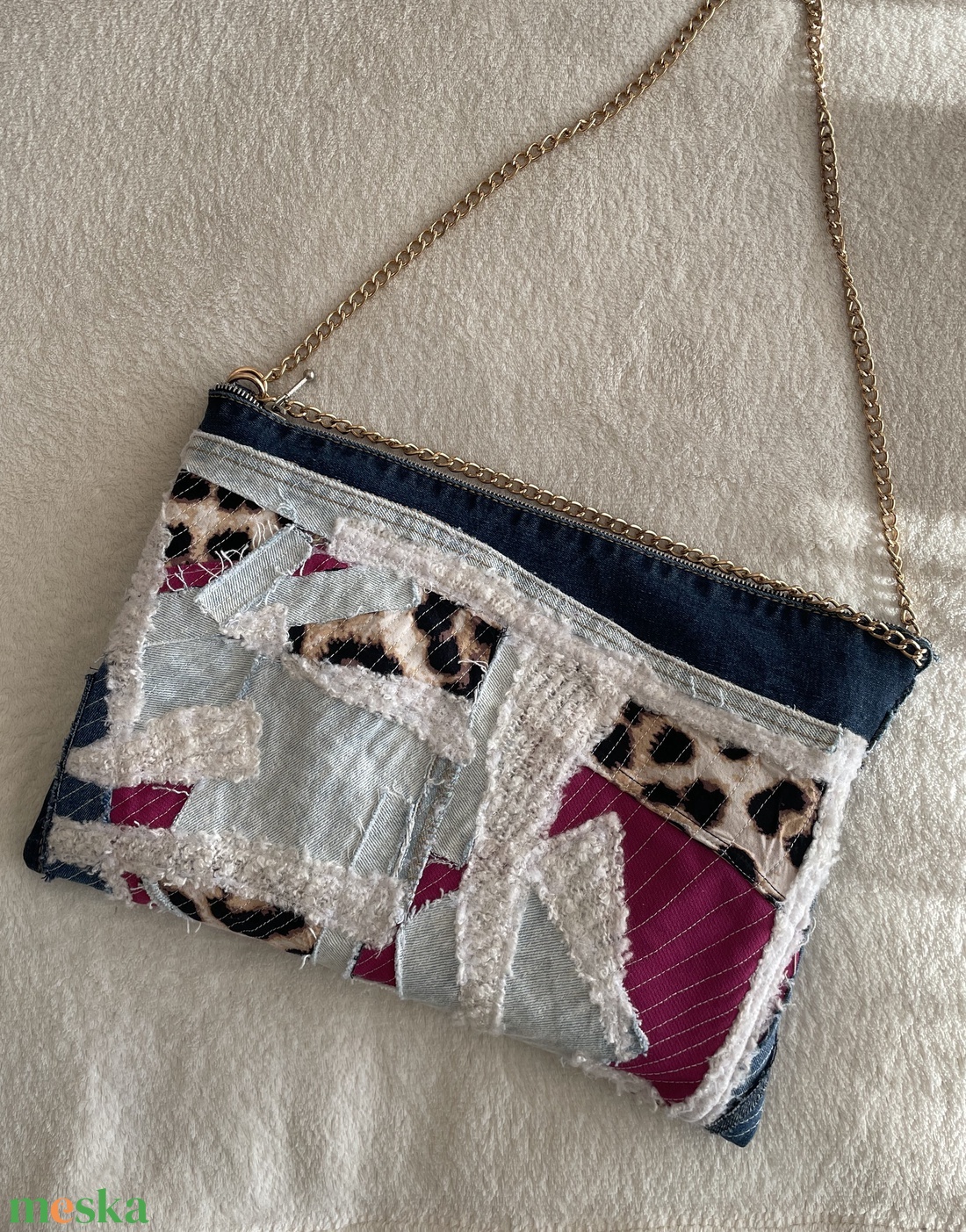 Újrahasznosított farmer táska - táska & tok - kézitáska & válltáska - vállon átvethető táska - Meska.hu