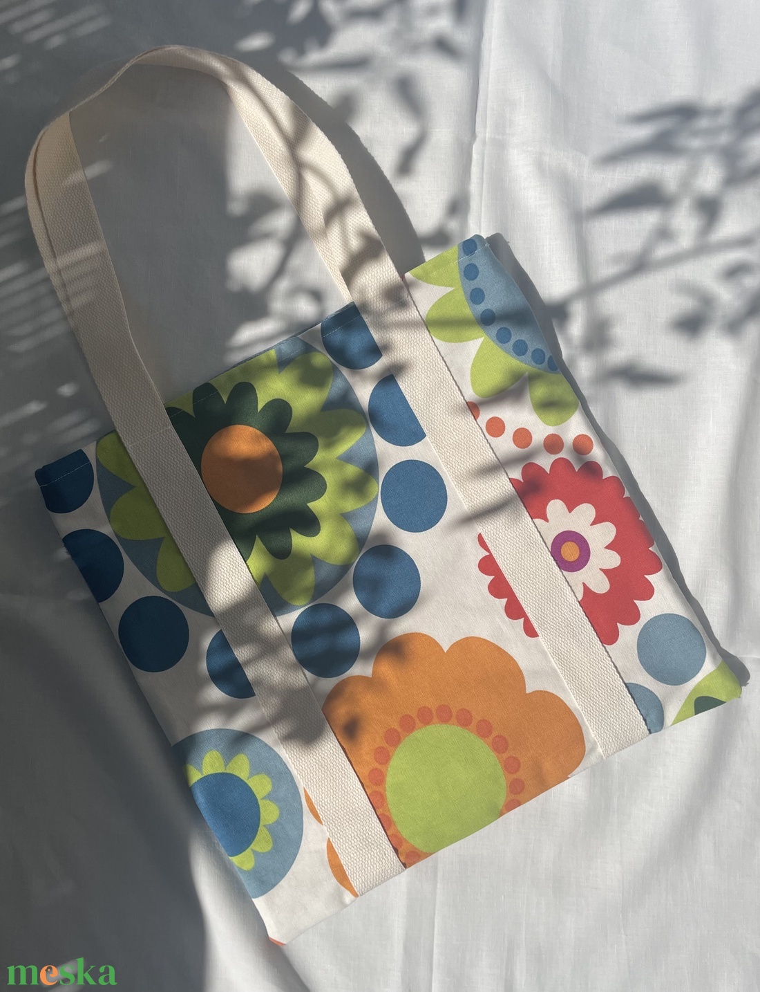Upcycling farmer-vászontáska, zsebbel - táska & tok - bevásárlás & shopper táska - shopper, textiltáska, szatyor - Meska.hu