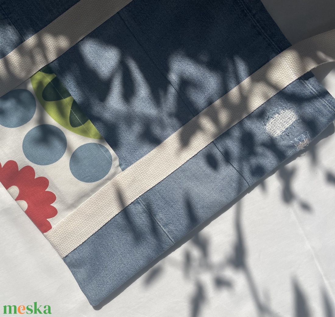 Upcycling farmer-vászontáska, zsebbel - táska & tok - bevásárlás & shopper táska - shopper, textiltáska, szatyor - Meska.hu