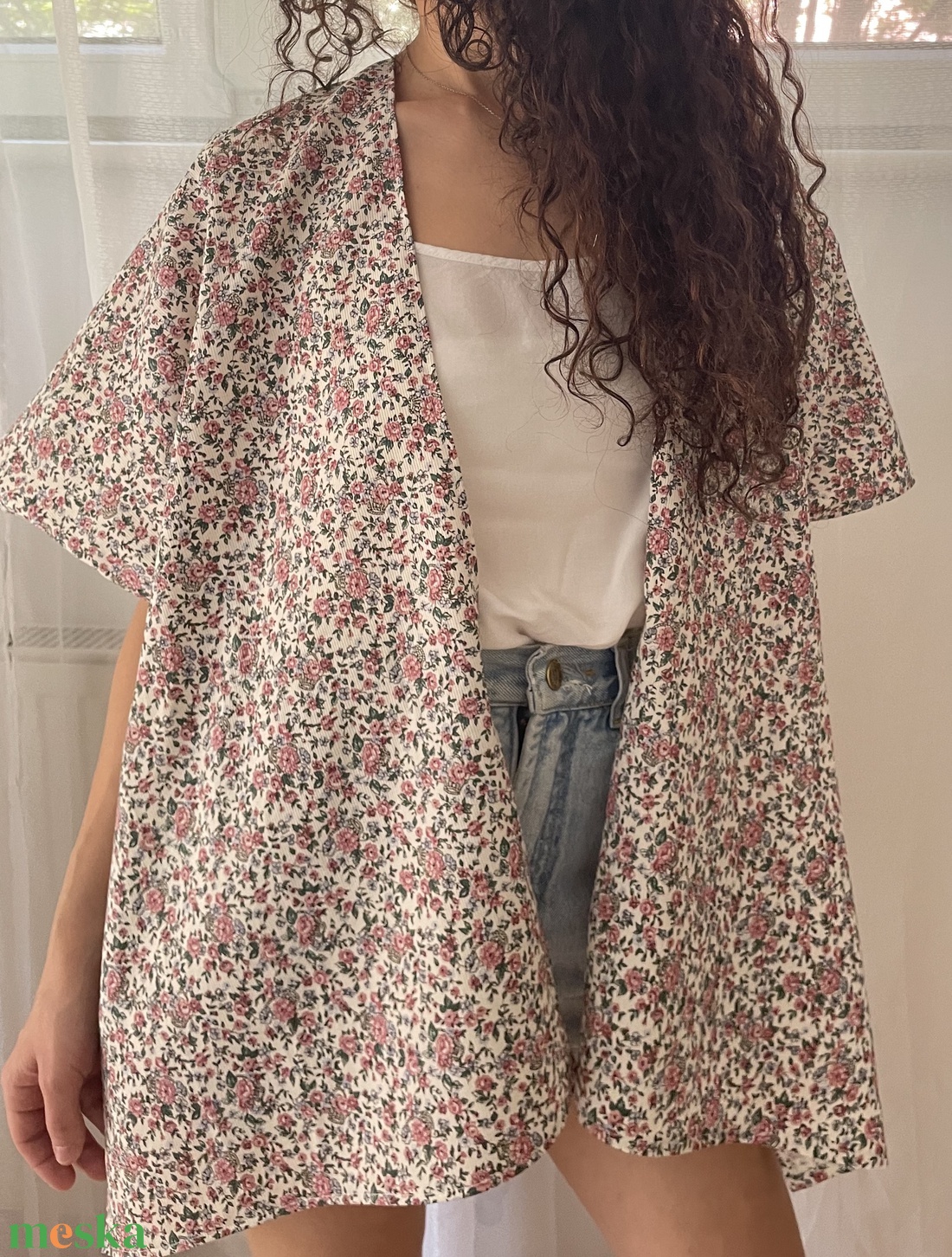 Laza upcycling poncsó/kimono - ruha & divat - női ruha - poncsó - Meska.hu