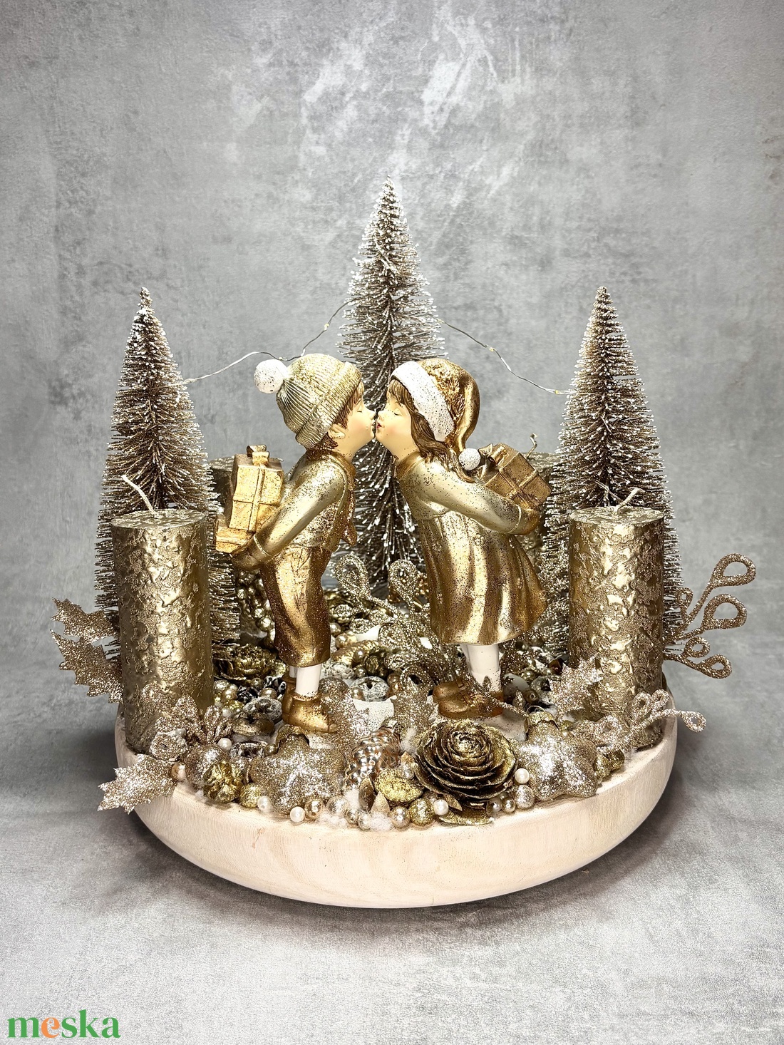 Adventi tál, pezsgő színvilág - karácsony - adventi díszek - adventi koszorú - Meska.hu