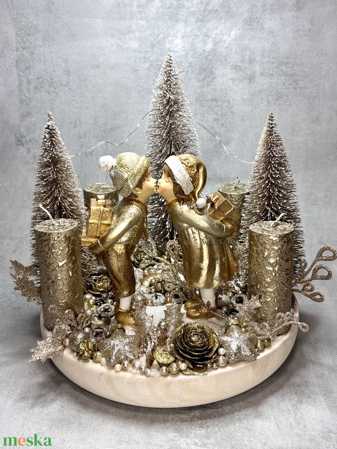 Adventi tál, pezsgő színvilág - karácsony - adventi díszek - adventi koszorú - Meska.hu