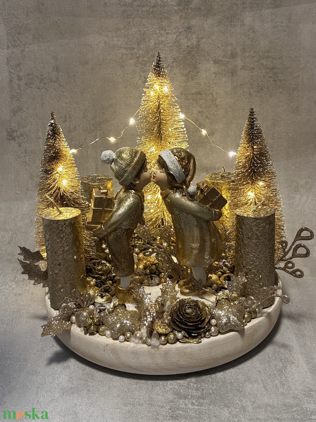 Adventi tál, pezsgő színvilág - karácsony - adventi díszek - adventi koszorú - Meska.hu
