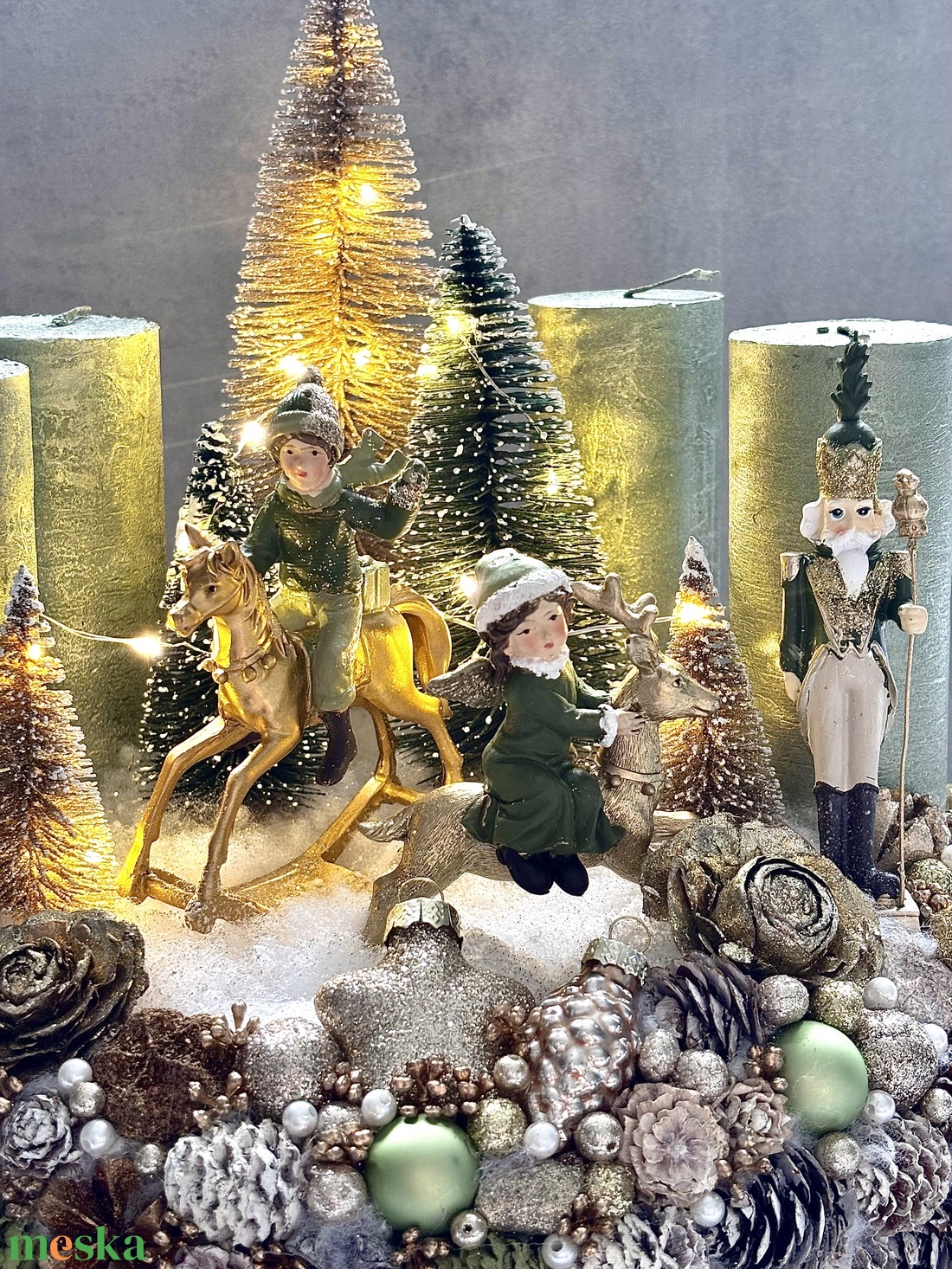 Téli meseerdő, adventi koszorú - karácsony - adventi díszek - adventi gyertyadíszek és koszorúdíszek - Meska.hu