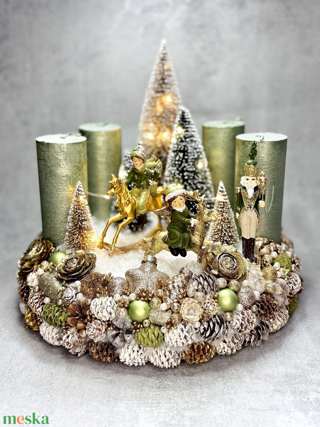 Téli meseerdő, adventi koszorú - karácsony - adventi díszek - adventi gyertyadíszek és koszorúdíszek - Meska.hu