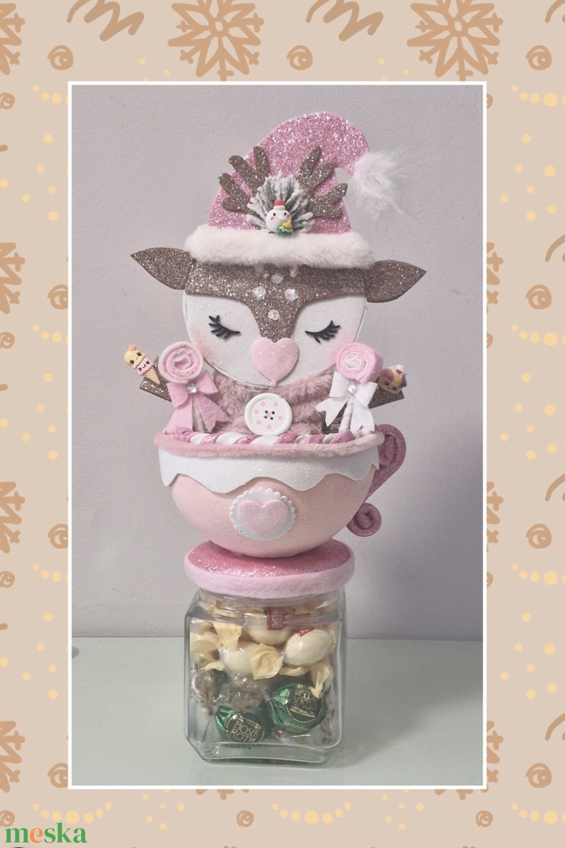 Bon bon tartó karácsonyi szarvas - karácsony - karácsonyi lakásdekoráció - karácsonyi lakásdíszek - Meska.hu