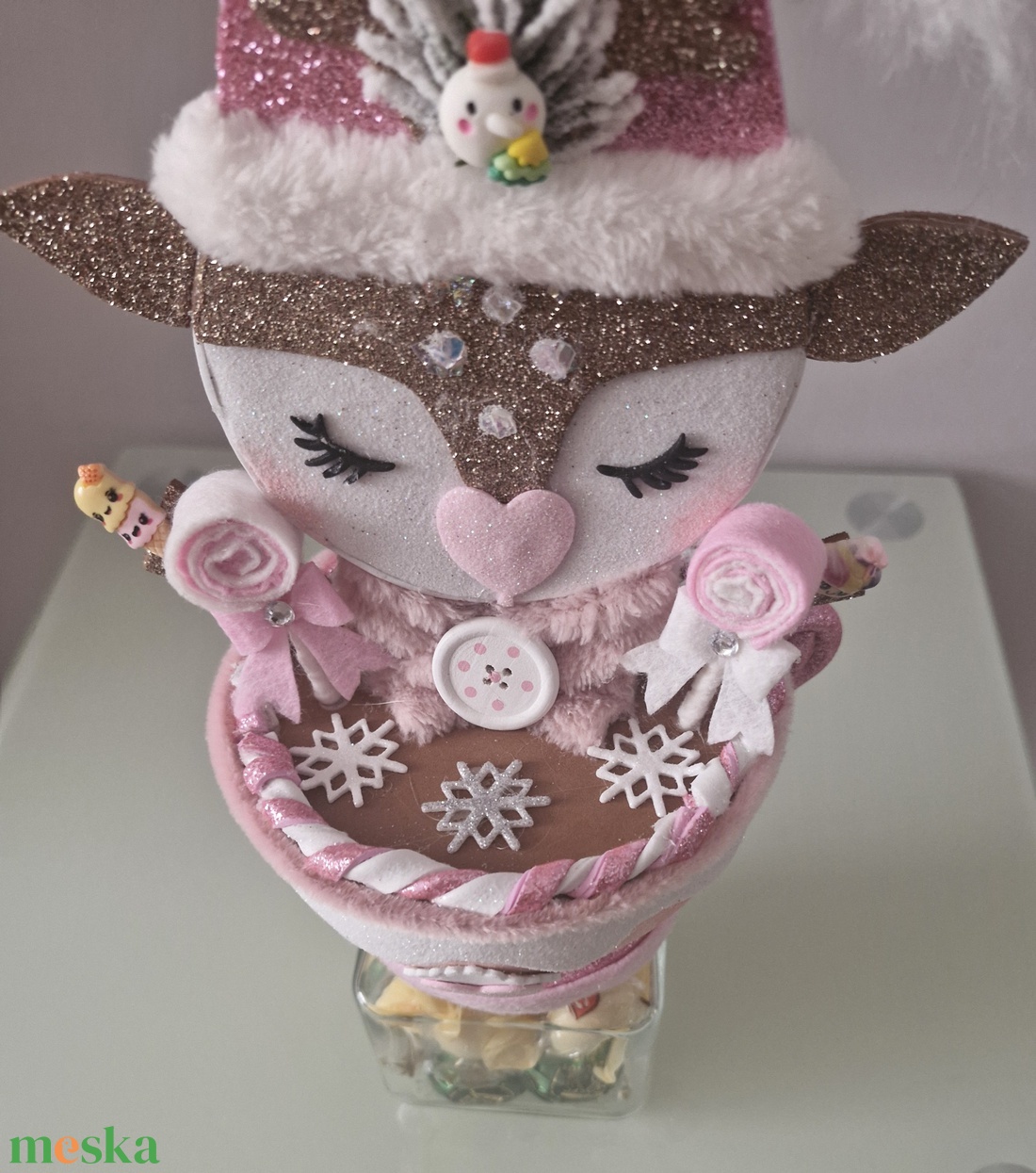 Bon bon tartó karácsonyi szarvas - karácsony - karácsonyi lakásdekoráció - karácsonyi lakásdíszek - Meska.hu