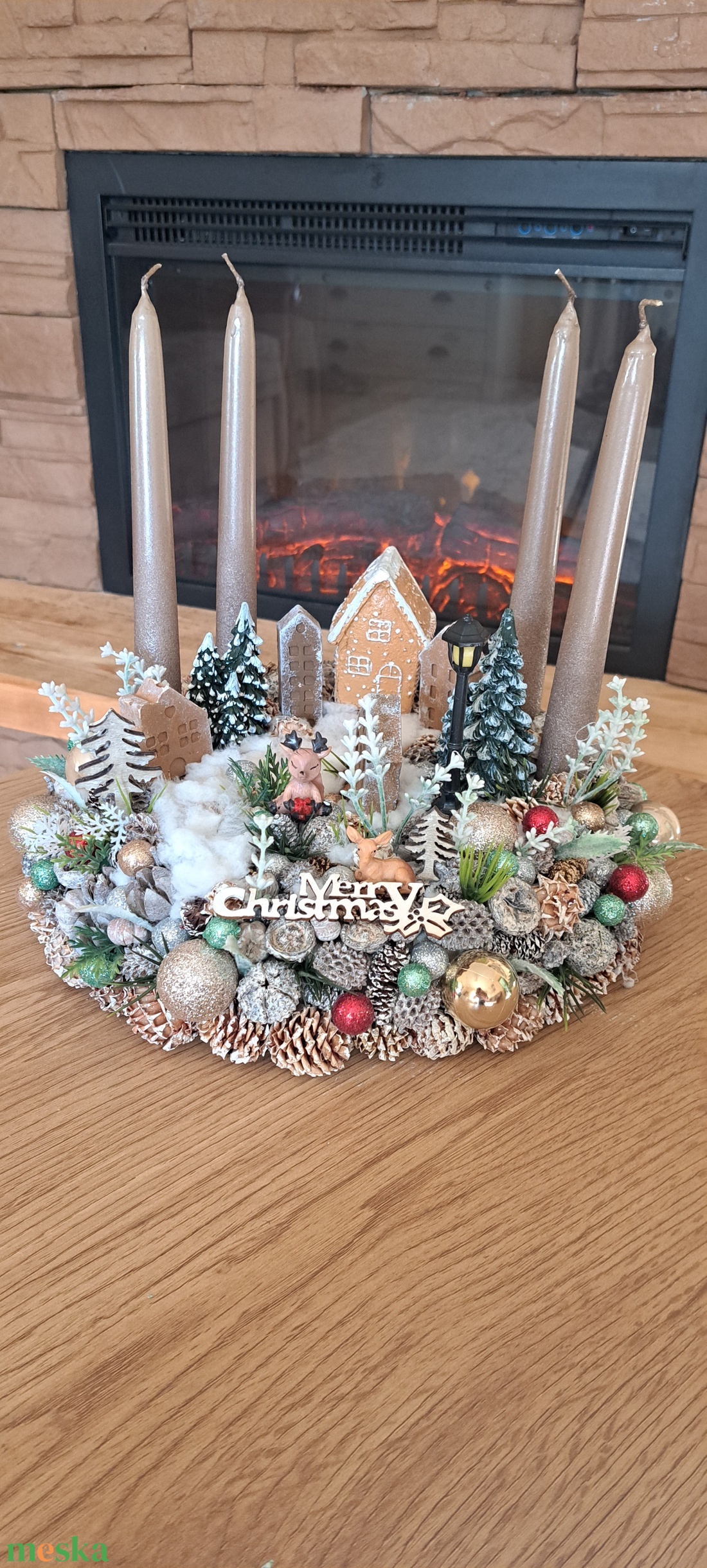 Adventi asztaldíszt  - karácsony - karácsonyi lakásdekoráció - ünnepi asztaldekoráció - Meska.hu