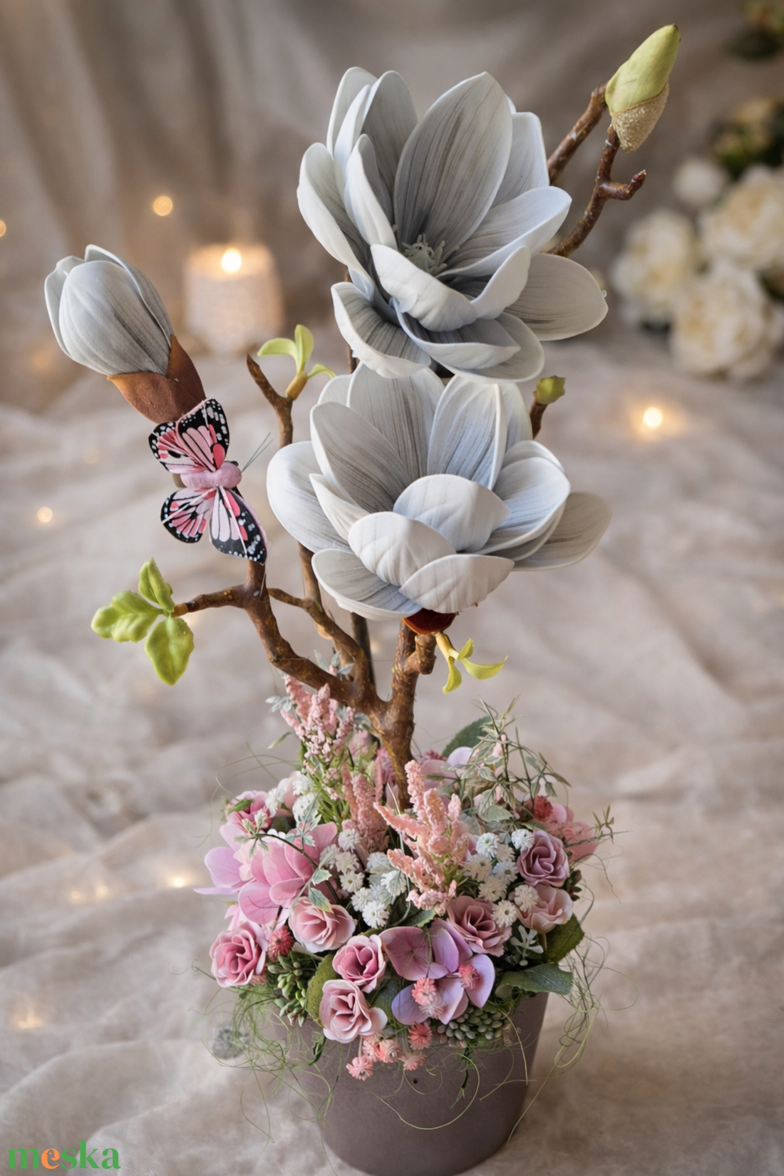 Magnólia asztaldíszek - otthon & életmód - dekoráció - asztal és polc dekoráció - asztaldísz - Meska.hu