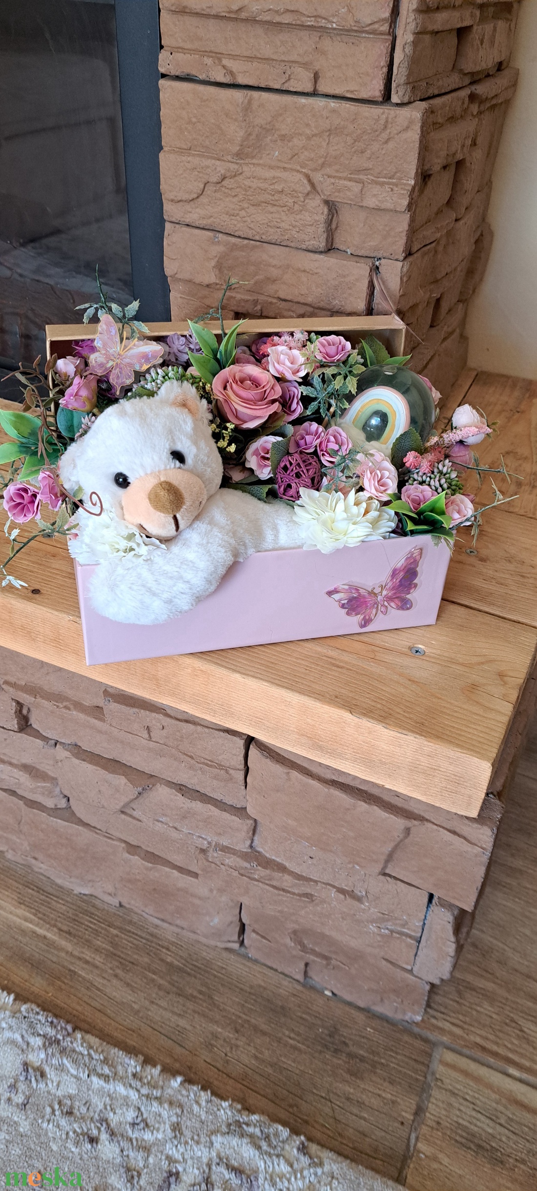 Macis virágbox  - baba - mama - keresztelő kellékek - keresztelőajándékok - Meska.hu