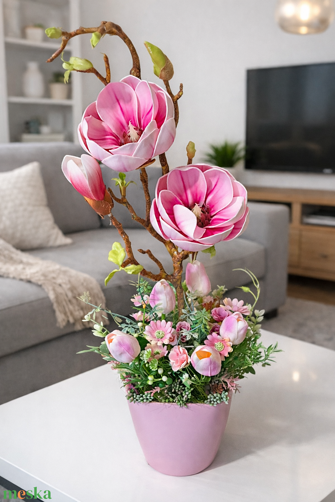 Magnólia asztaldíszek - otthon & életmód - virágdekoráció - virágdíszek - asztali virágdísz - Meska.hu