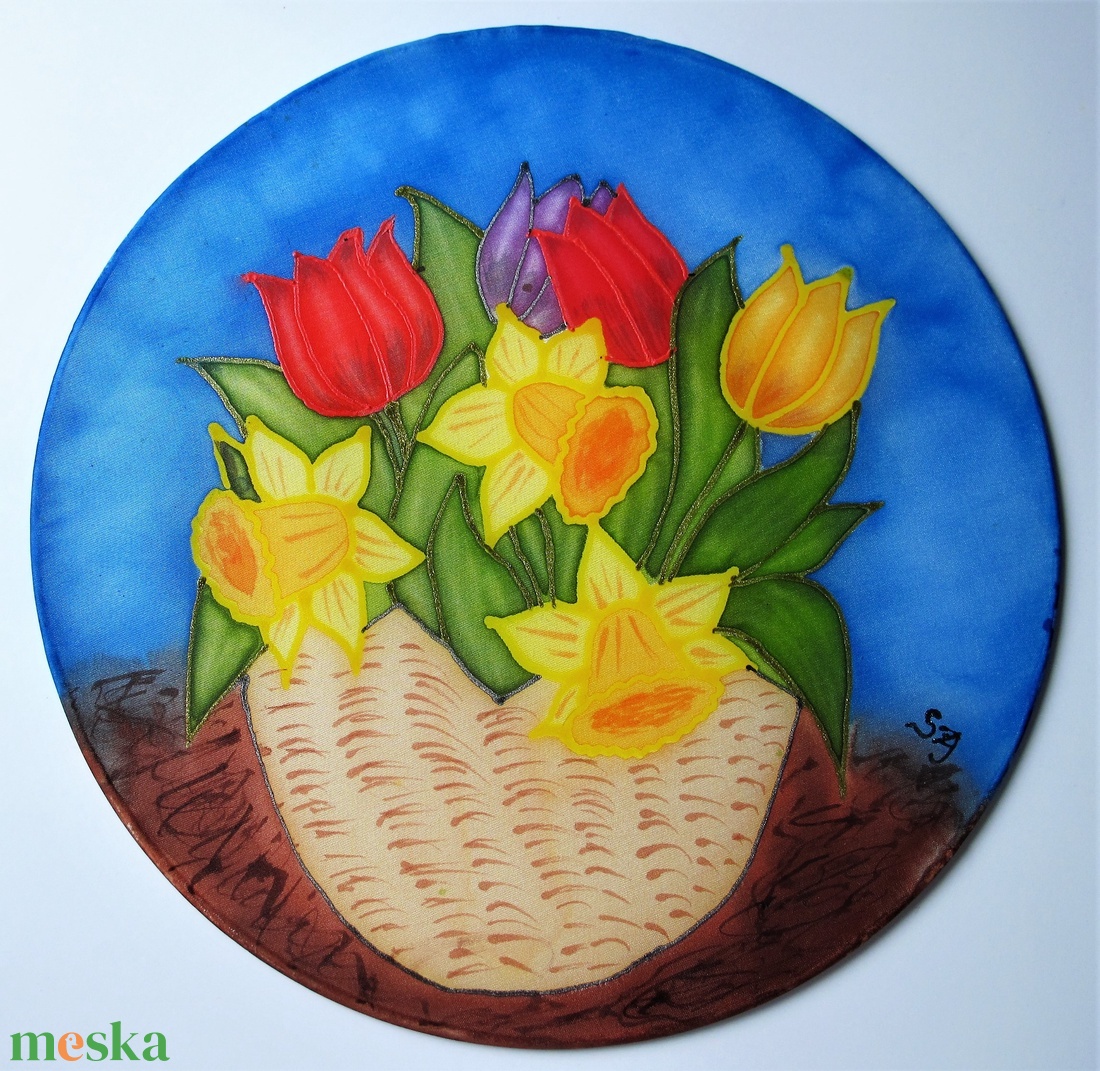 Tulipán, nárcisz kosár selyem mandala ablakkép - otthon & életmód - dekoráció - ajtó- és ablak dekoráció - ablakdísz - Meska.hu Tulipán, nárcisz kosár selyem mandala ablakkép - otthon & életmód - dekoráció - ajtó- és ablak dekoráció - ablakdísz - Meska.hu