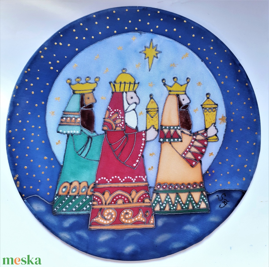 Három királyok karácsonyi selyem ablakkép - karácsony - karácsonyi lakásdekoráció - karácsonyi ablakdíszek, ablakmatricák - Meska.hu