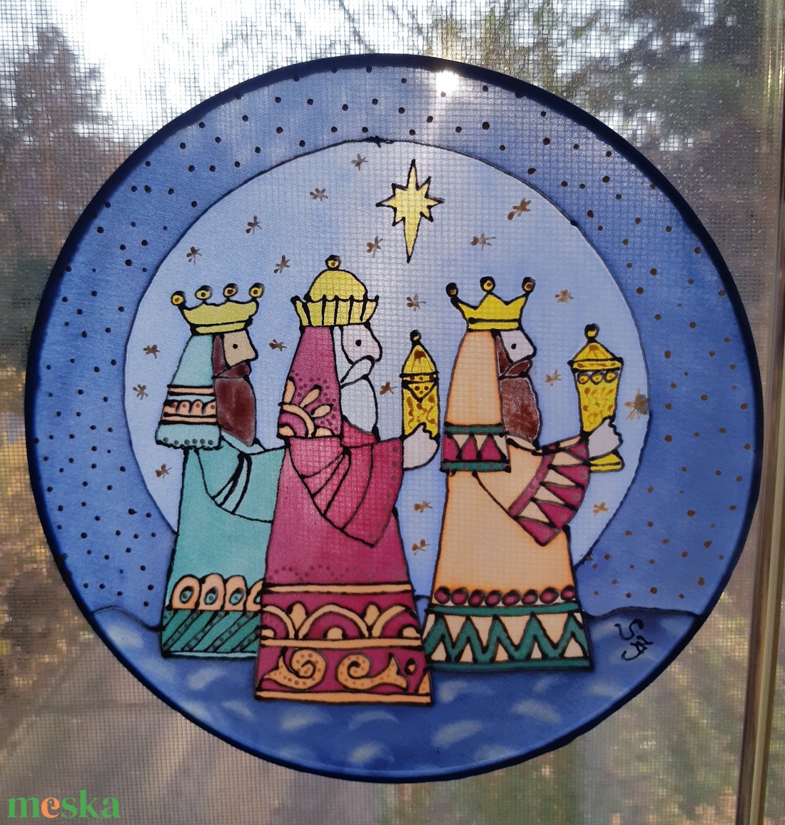 Három királyok karácsonyi selyem ablakkép - karácsony - karácsonyi lakásdekoráció - karácsonyi ablakdíszek, ablakmatricák - Meska.hu
