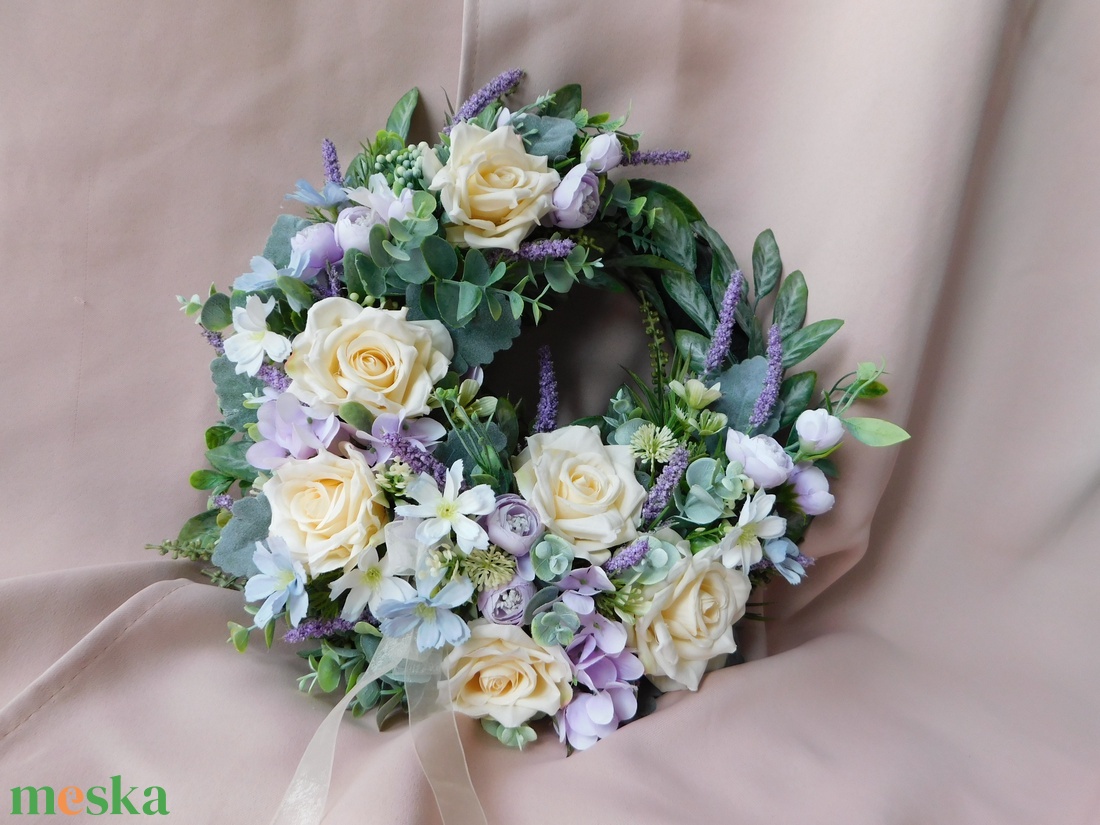 Rózsás, levendulás ajtódÍsz - otthon & életmód - dekoráció - ajtó- és ablak dekoráció - ajtódísz & kopogtató - Meska.hu