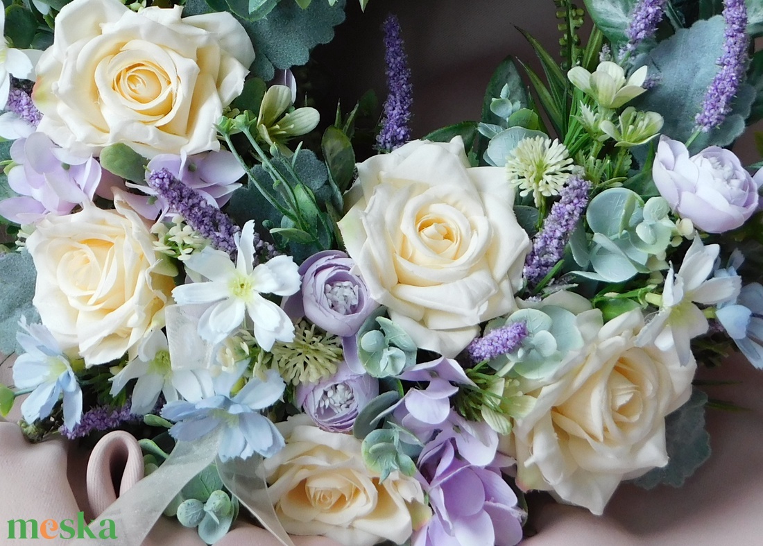 Rózsás, levendulás ajtódÍsz - otthon & életmód - dekoráció - ajtó- és ablak dekoráció - ajtódísz & kopogtató - Meska.hu