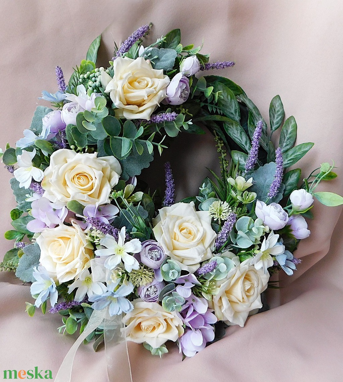 Rózsás, levendulás ajtódÍsz - otthon & életmód - dekoráció - ajtó- és ablak dekoráció - ajtódísz & kopogtató - Meska.hu