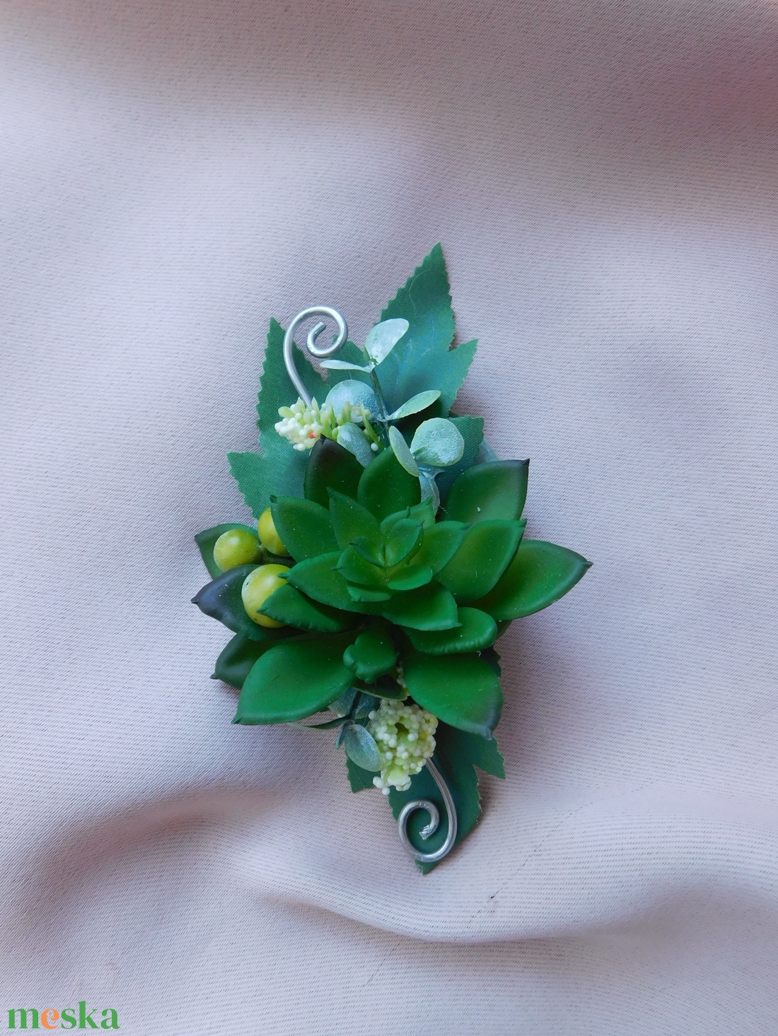 Kövirózsás fehér menyasszonyi csokor - esküvő - menyasszonyi- és dobócsokor - Meska.hu