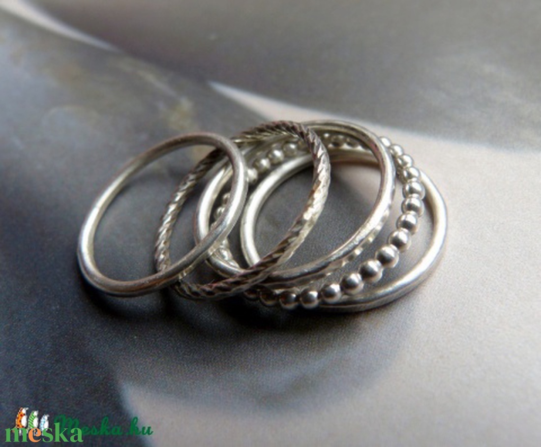 Ezüst gyűrű szett, 5 karika -  - Meska.hu