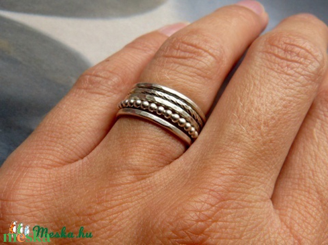 Ezüst gyűrű szett, 5 karika -  - Meska.hu