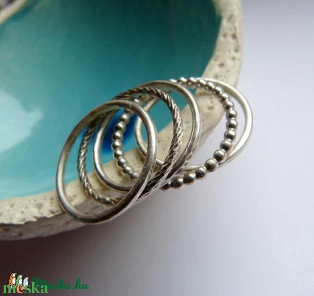 Ezüst gyűrű szett, 5 karika -  - Meska.hu