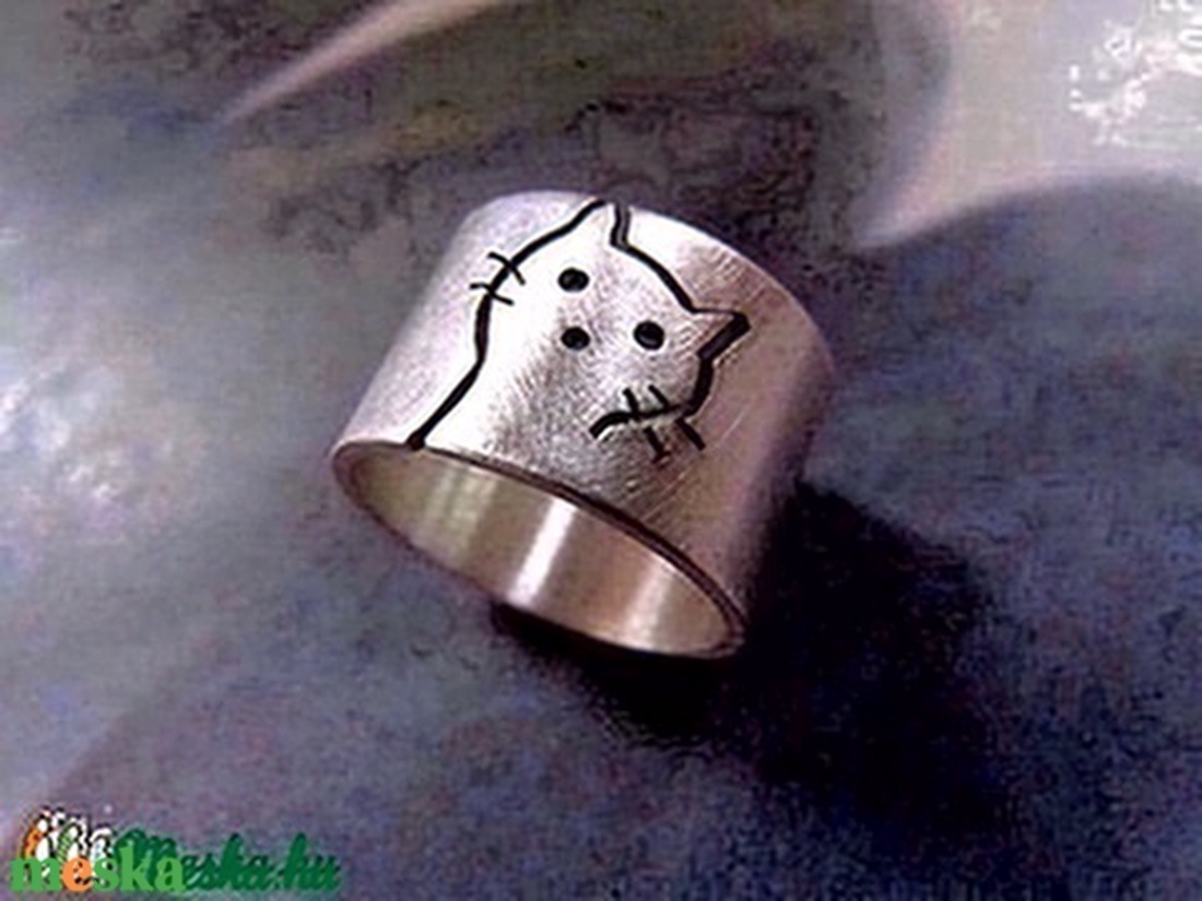 Cica ezüst gyűrű (széles, matt) - ékszer - gyűrű - figurális gyűrű - Meska.hu