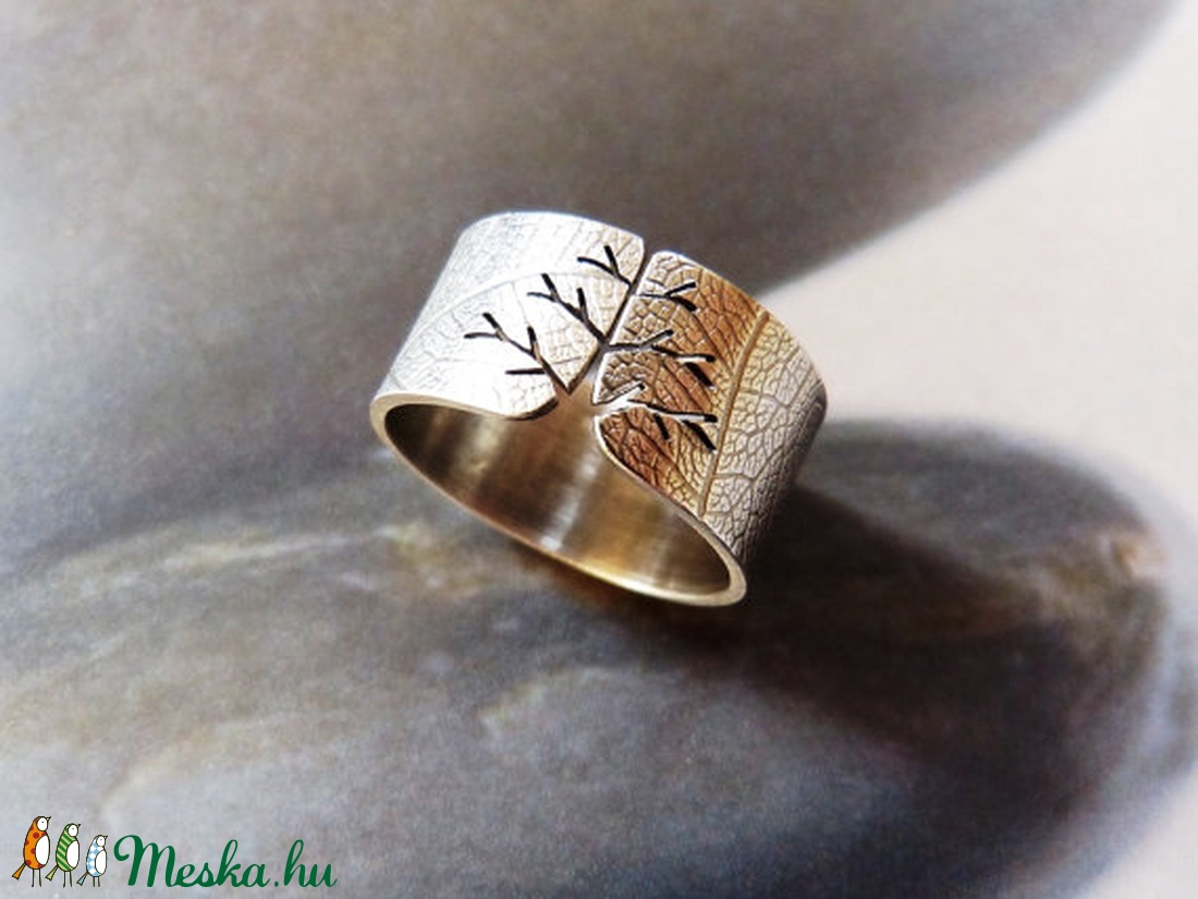 Leveles fa ezüst gyűrű  -  - Meska.hu