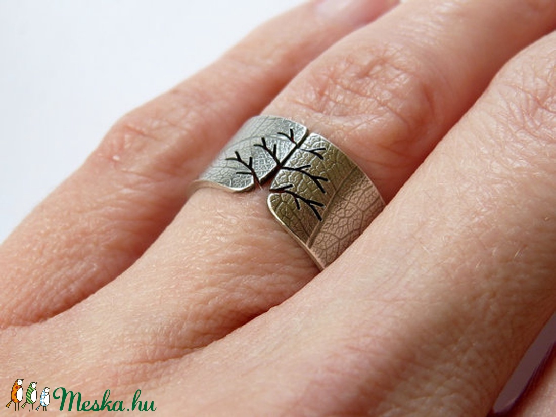 Leveles fa ezüst gyűrű  -  - Meska.hu