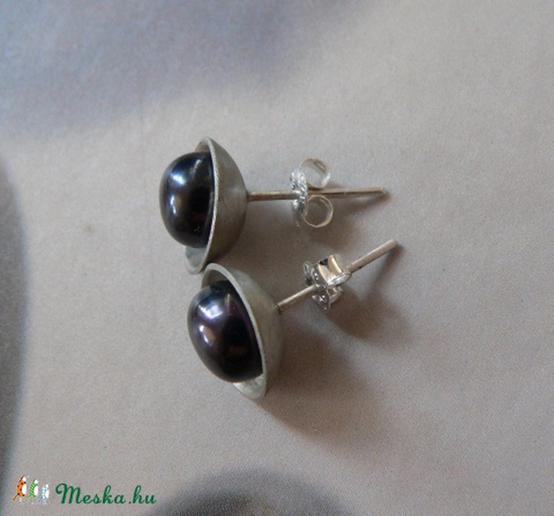 Fekete gyöngy fülbevaló 2. -  - Meska.hu