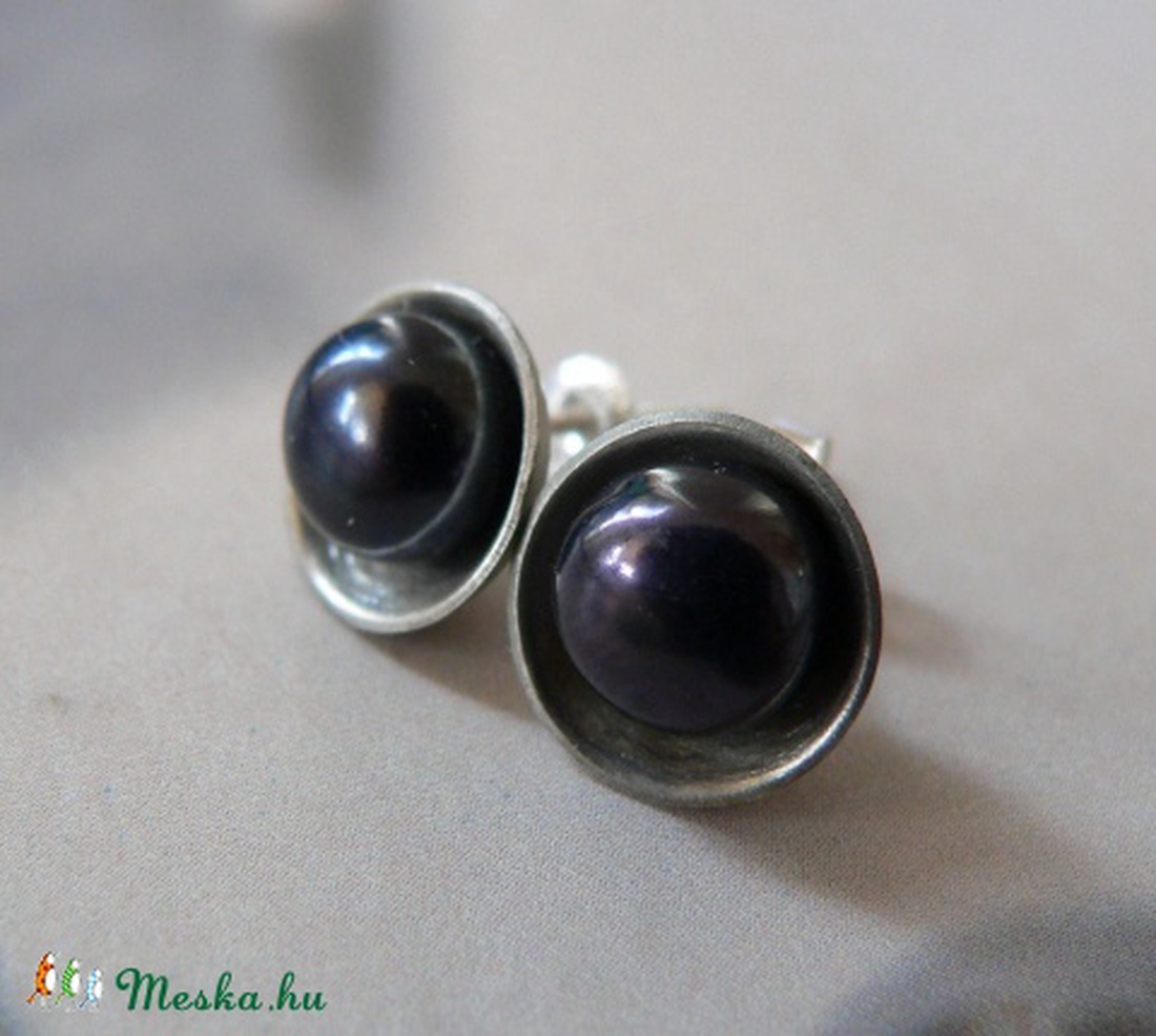 Fekete gyöngy fülbevaló 2. -  - Meska.hu
