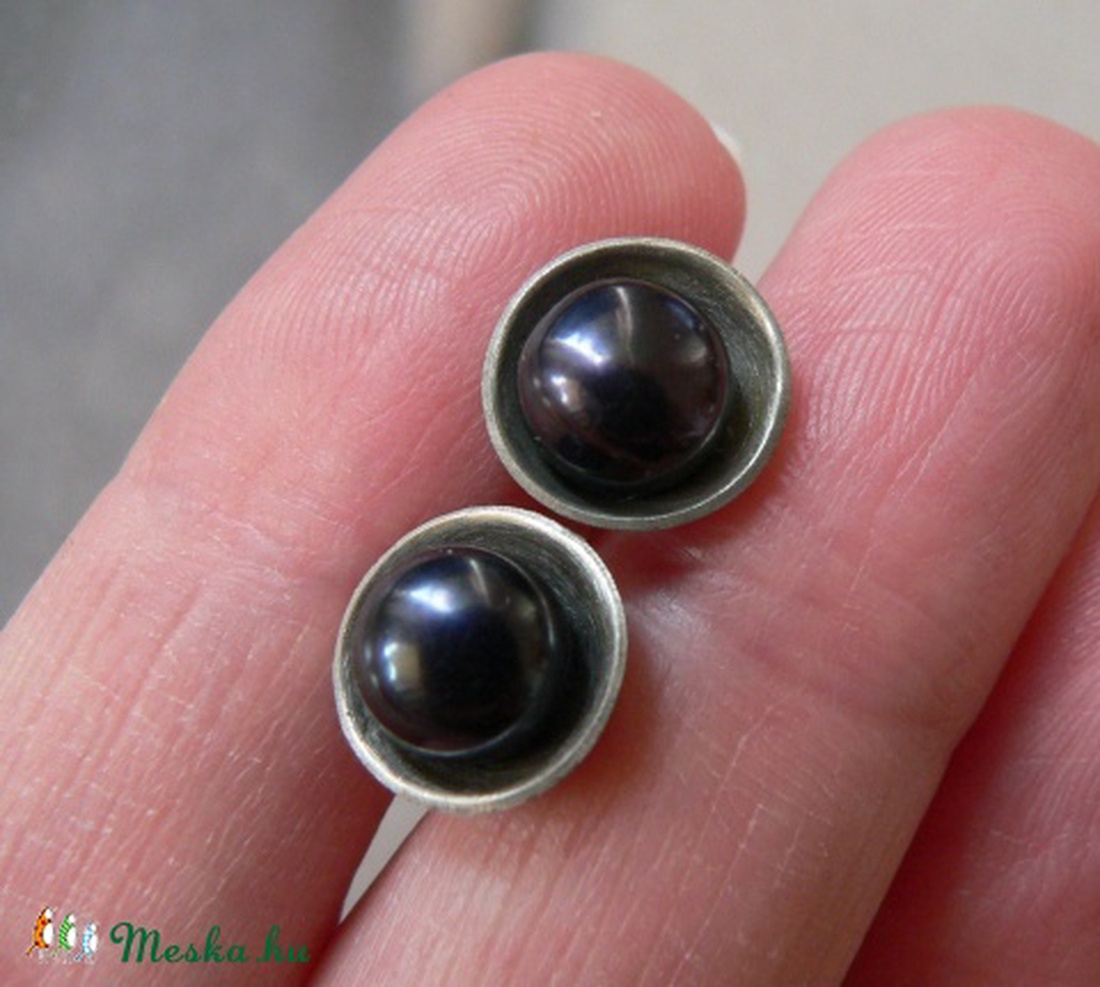 Fekete gyöngy fülbevaló 2. -  - Meska.hu