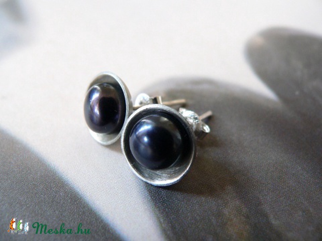 Fekete gyöngy fülbevaló 2. -  - Meska.hu