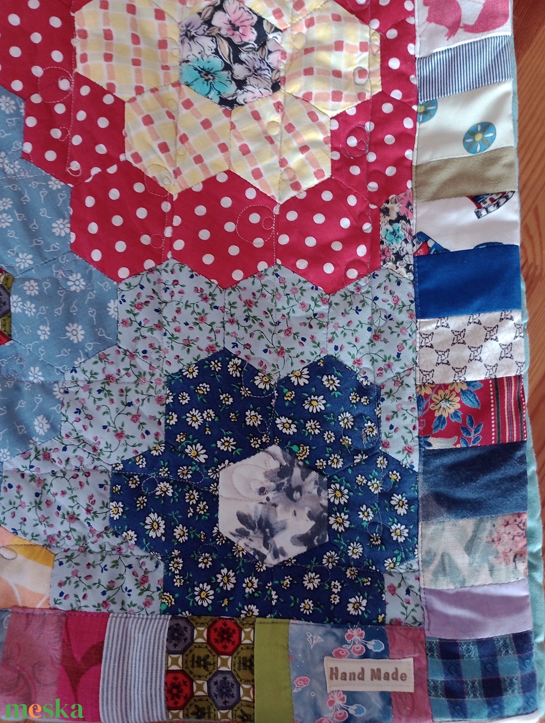 Zerowaste steppelt takaró nagymama virágoskertje mintával  - otthon & életmód - lakástextil - felnőtt takaró, pléd - Meska.hu