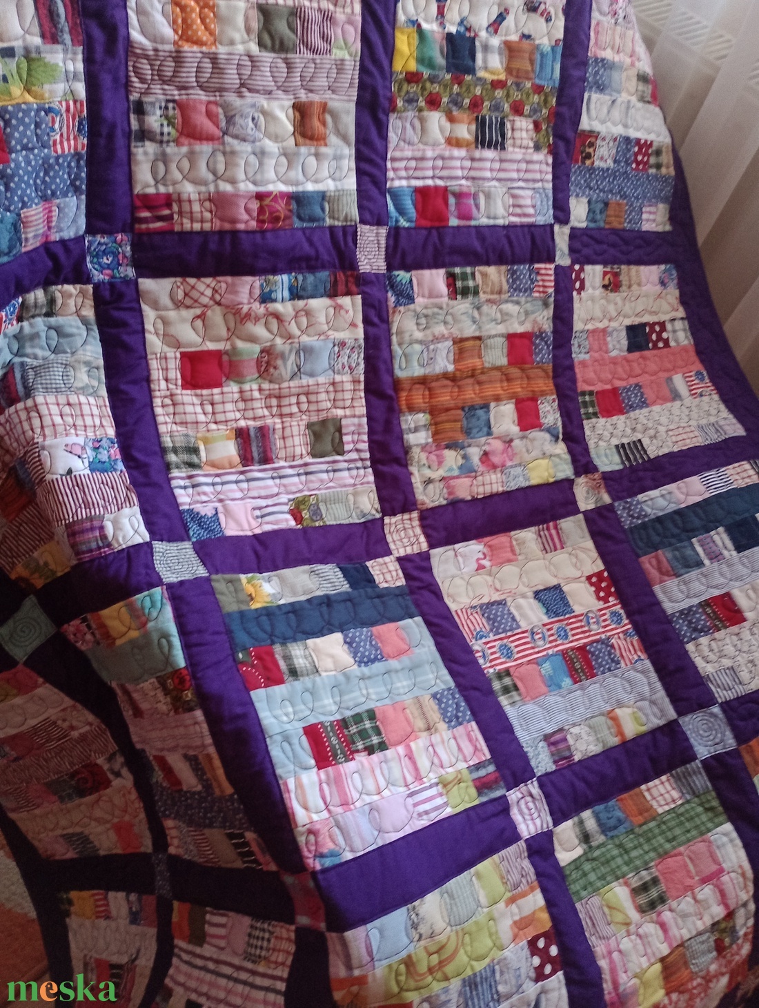 Zerowaste patchwork steppelt takaró  - otthon & életmód - lakástextil - felnőtt takaró, pléd - Meska.hu