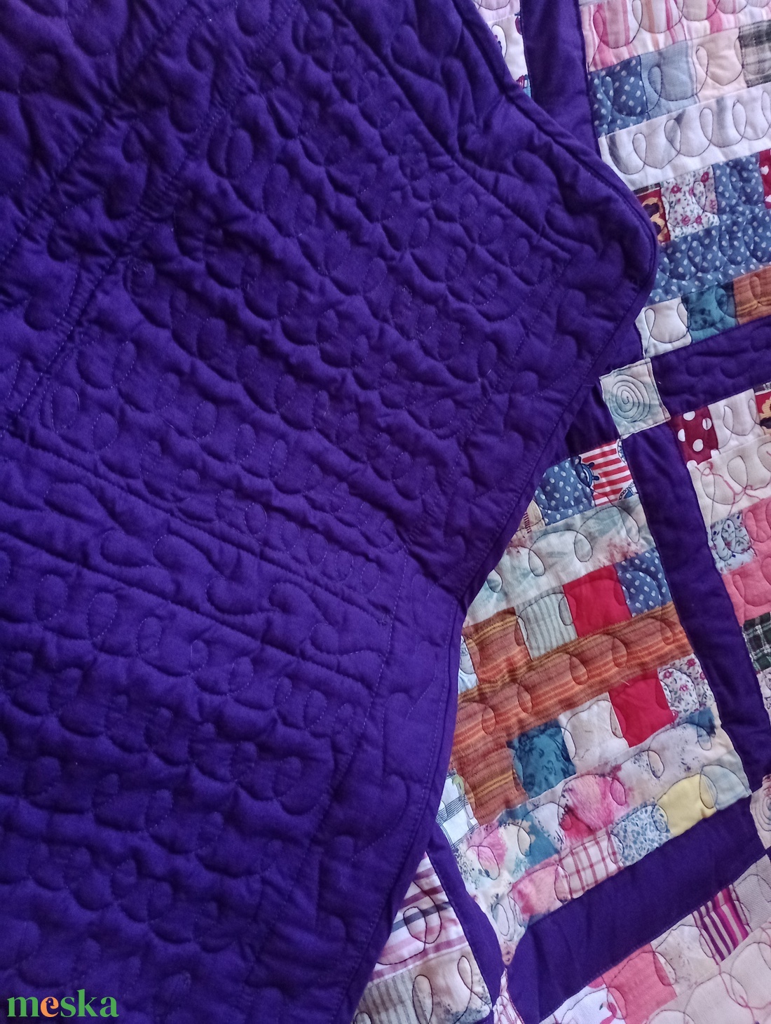 Zerowaste patchwork steppelt takaró  - otthon & életmód - lakástextil - felnőtt takaró, pléd - Meska.hu