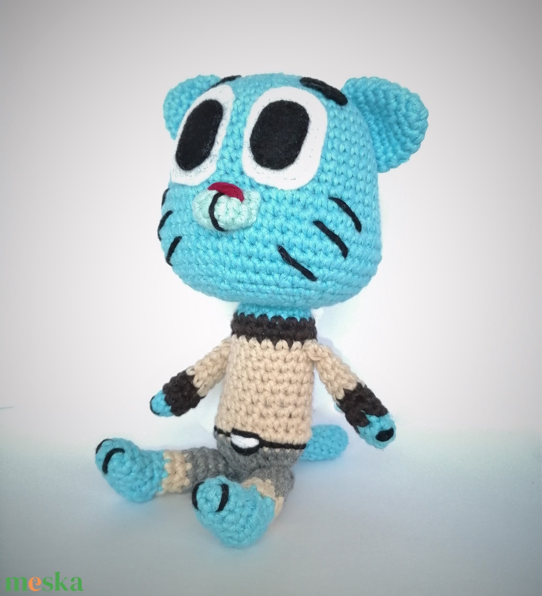 Gumball horgolt figura - játék & sport - plüssállat & játékfigura - cica - Meska.hu