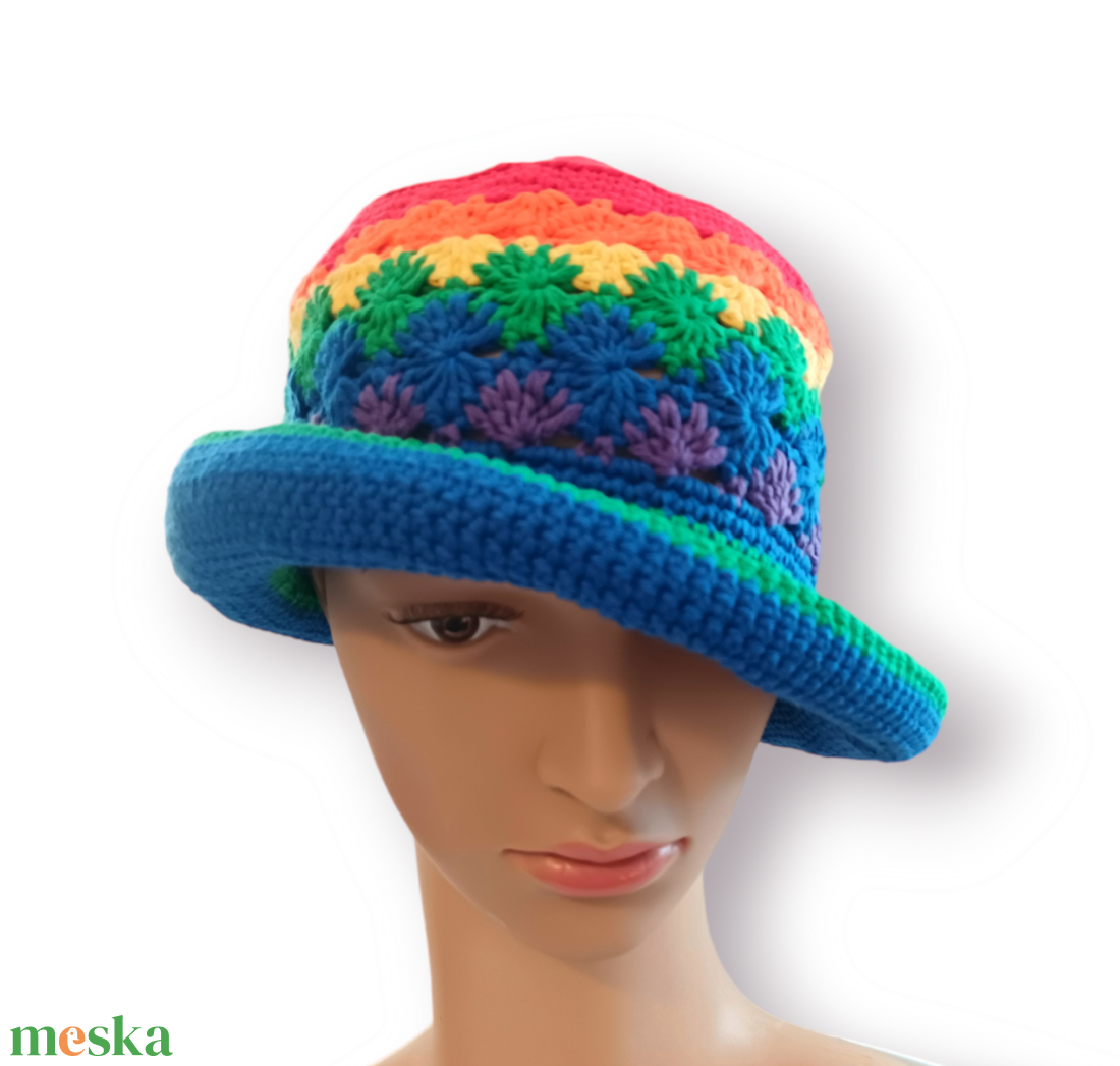 Horgolt szivárvány Bucket kalap - ruha & divat - sál, sapka, kendő - kalap - Meska.hu Horgolt szivárvány Bucket kalap - ruha & divat - sál, sapka, kendő - kalap - Meska.hu