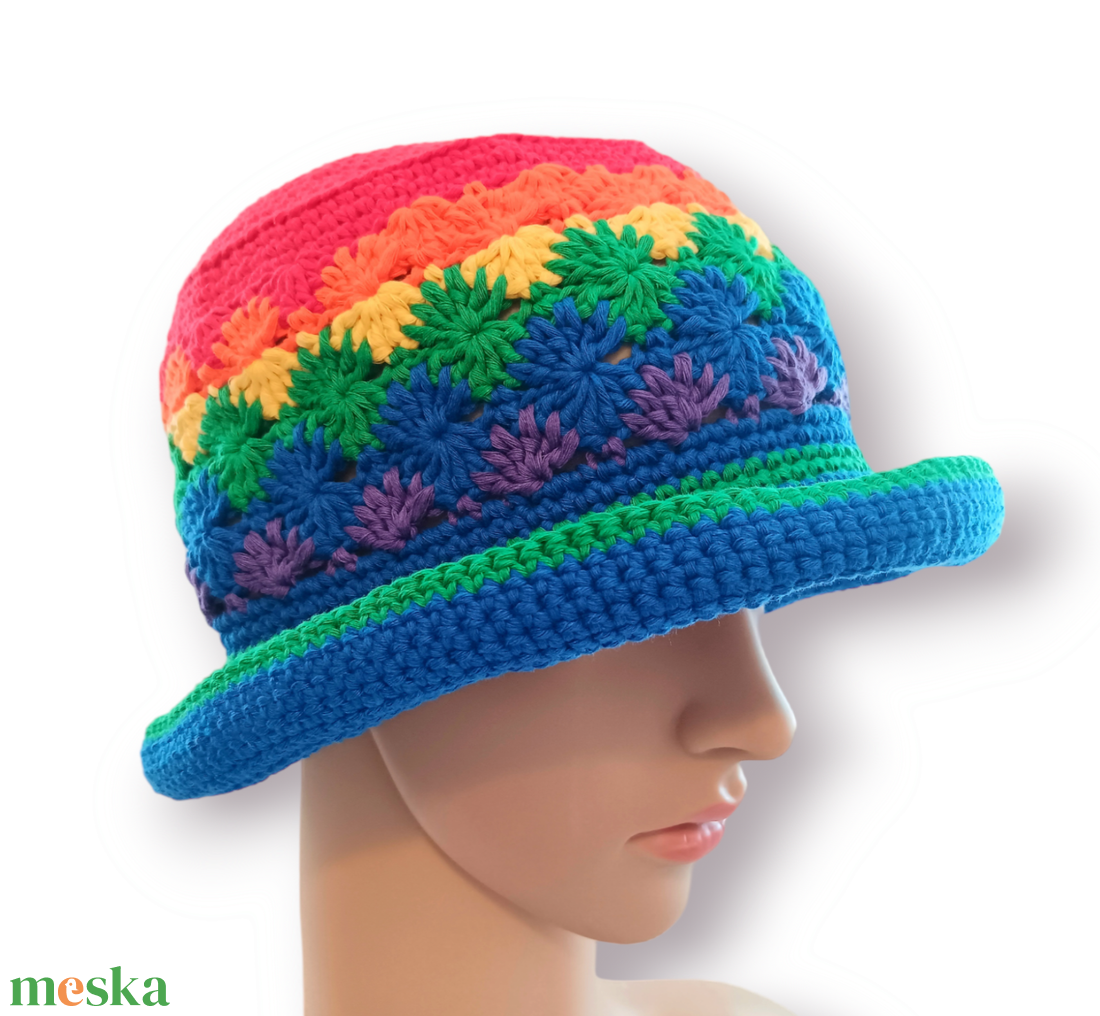 Horgolt szivárvány Bucket kalap - ruha & divat - sál, sapka, kendő - kalap - Meska.hu Horgolt szivárvány Bucket kalap - ruha & divat - sál, sapka, kendő - kalap - Meska.hu