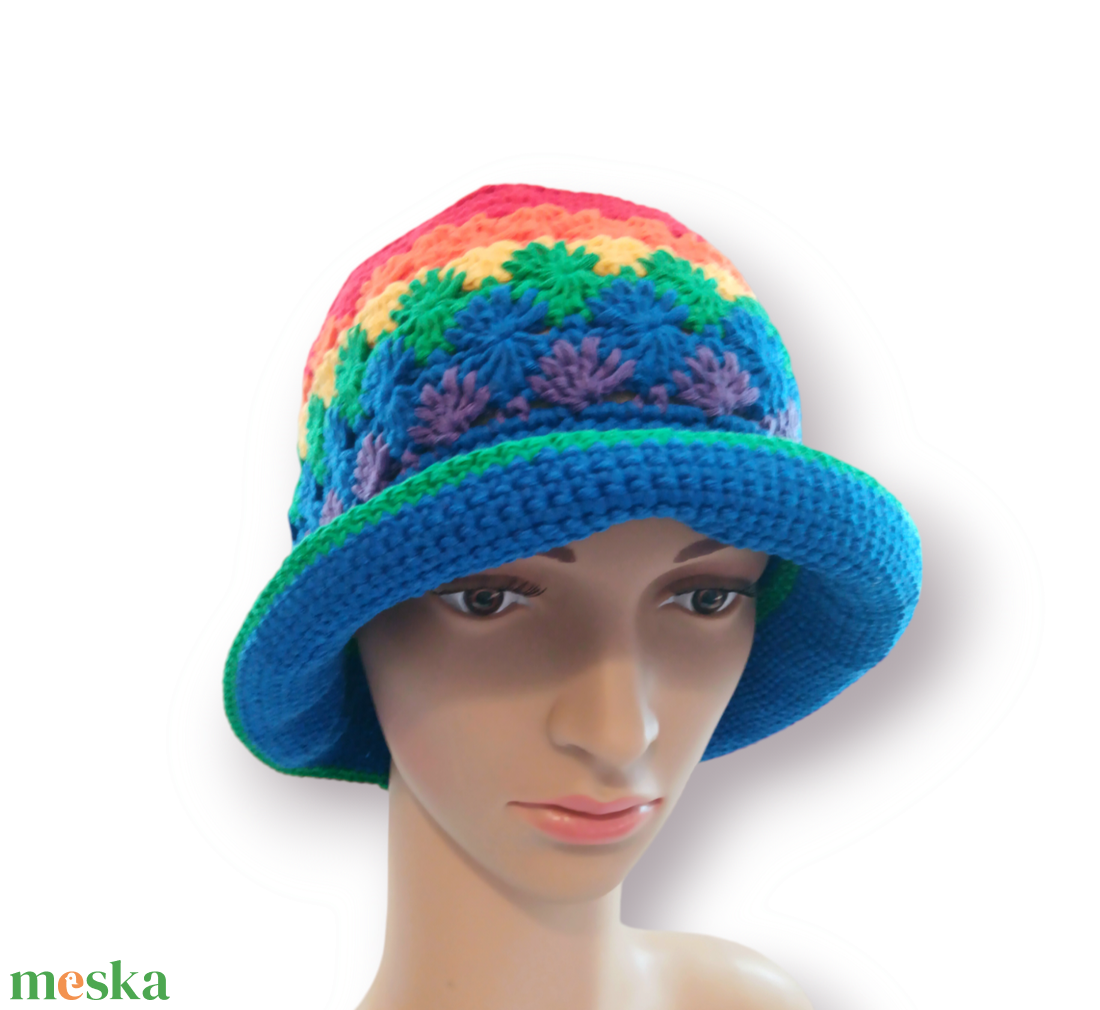 Horgolt szivárvány Bucket kalap - ruha & divat - sál, sapka, kendő - kalap - Meska.hu Horgolt szivárvány Bucket kalap - ruha & divat - sál, sapka, kendő - kalap - Meska.hu