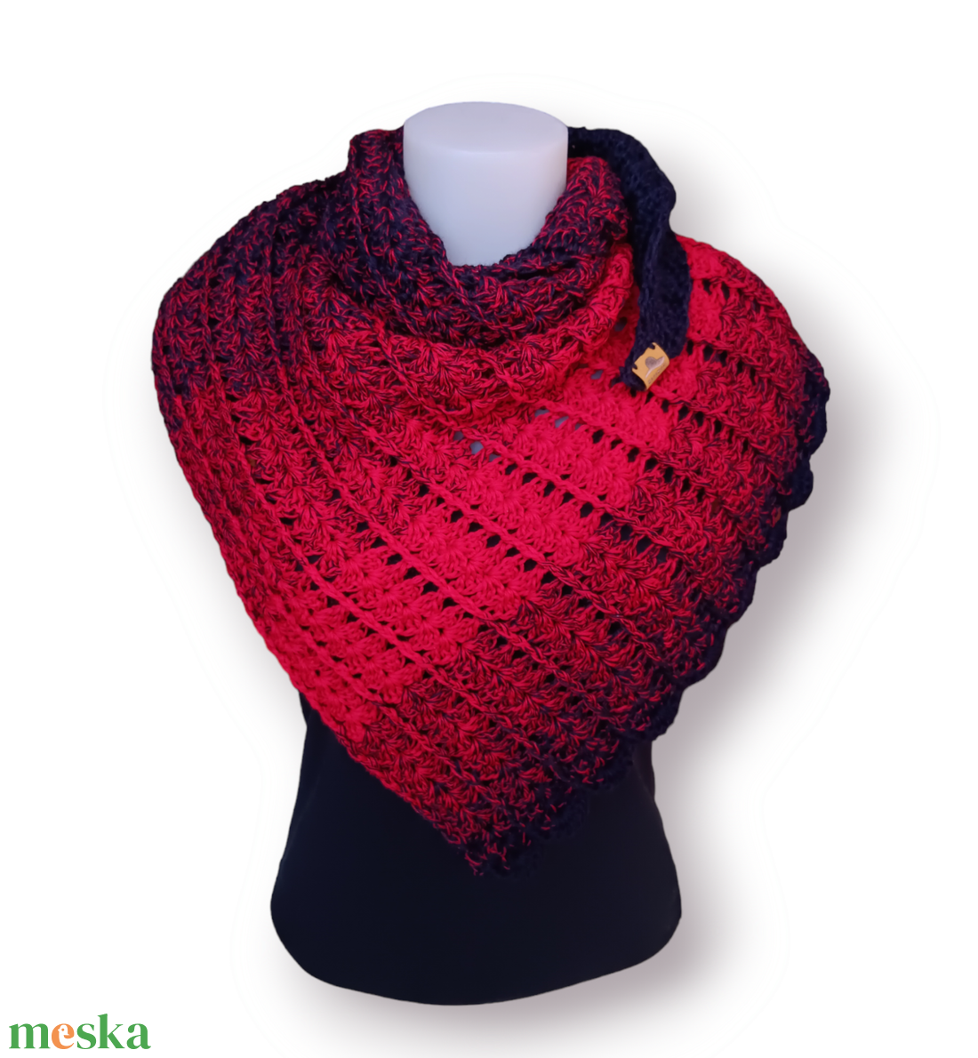 Színátmenetes fonalból horgolt vastag kendő  - ruha & divat - sál, sapka, kendő - kendő - Meska.hu